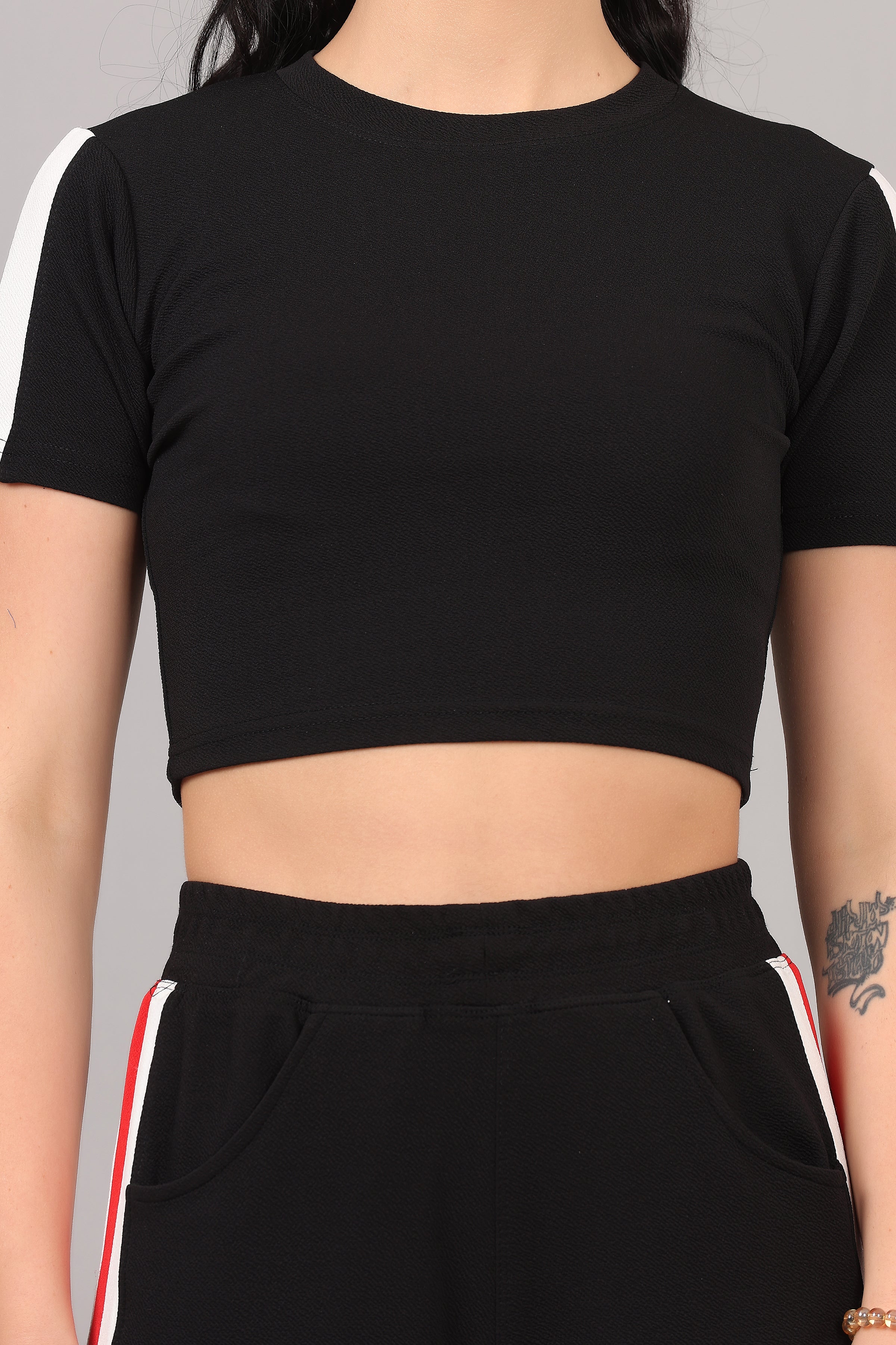 Women's Maroon Workout Crop Top & Pant Set