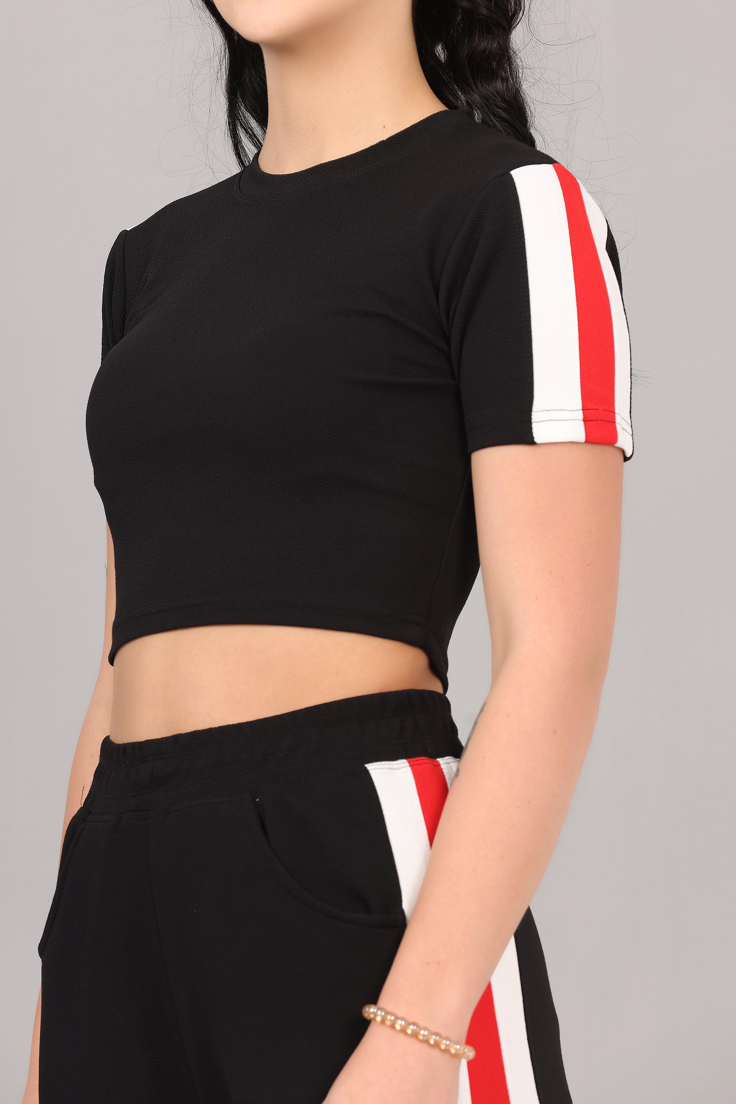 Women's Maroon Workout Crop Top & Pant Set