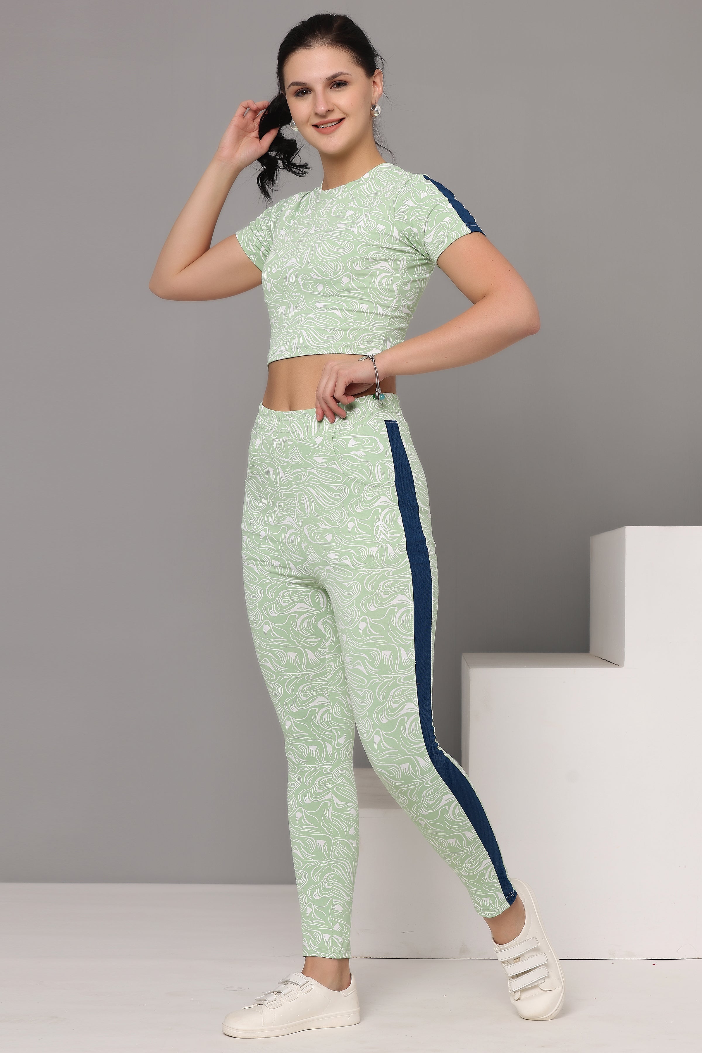 Women's Workout Crop Top & Jeggings Set | Yoga and Workout Co-ord Set for Women and Girls | Stylish Activewear