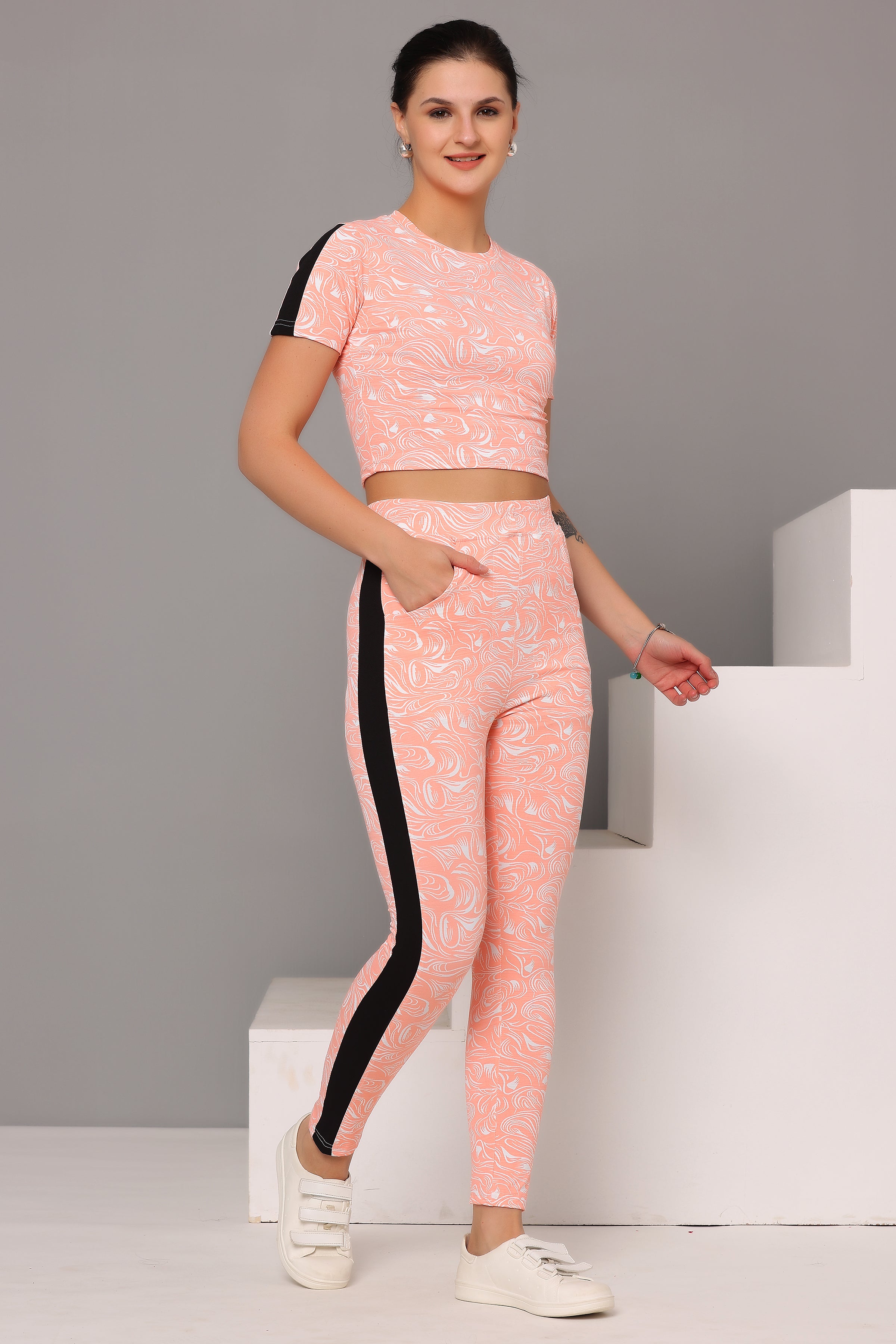 Women's Workout Crop Top & Jeggings Set | Yoga and Workout Co-ord Set for Women and Girls | Stylish Activewear