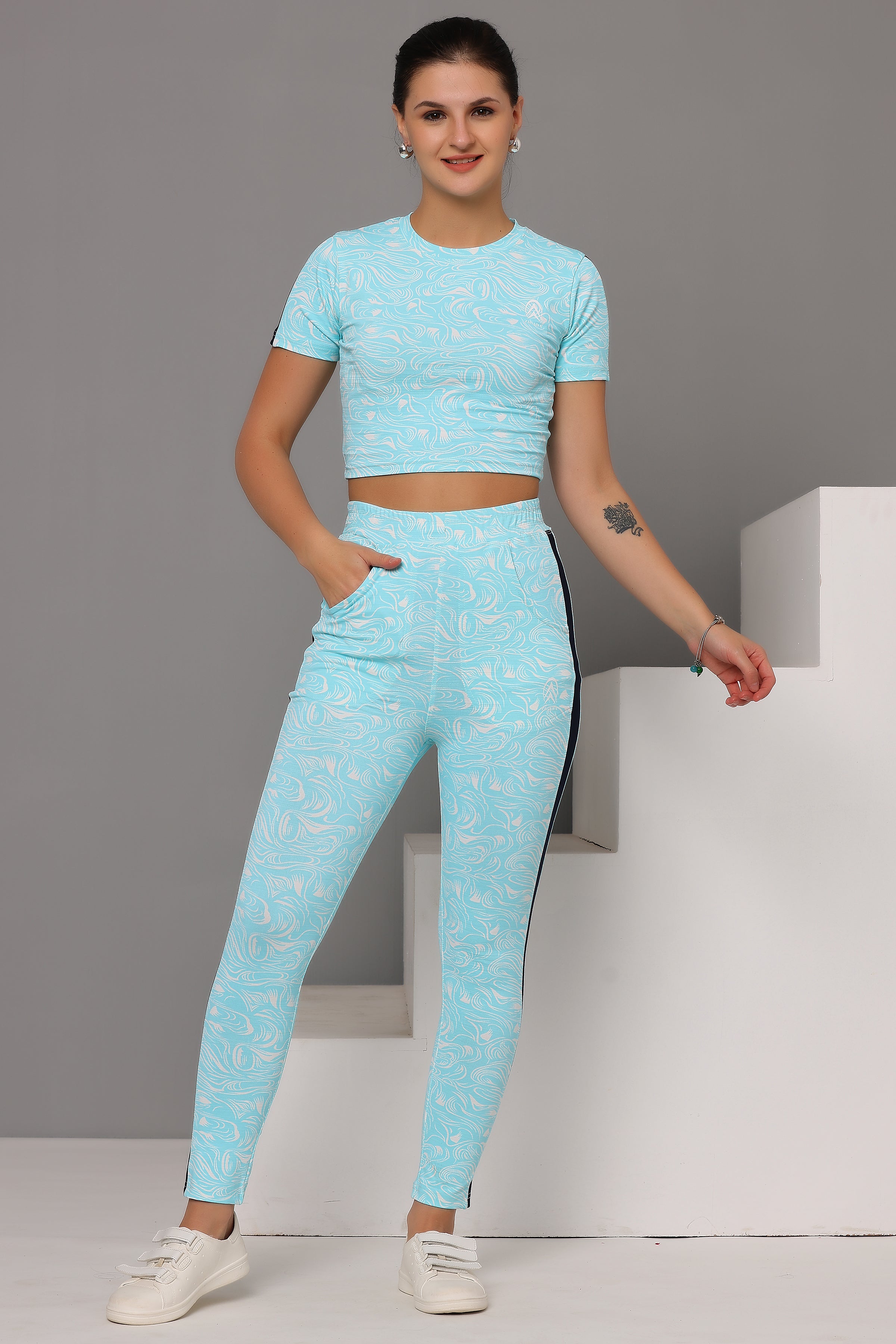 Women's Workout Crop Top & Jeggings Set | Yoga and Workout Co-ord Set for Women and Girls | Stylish Activewear
