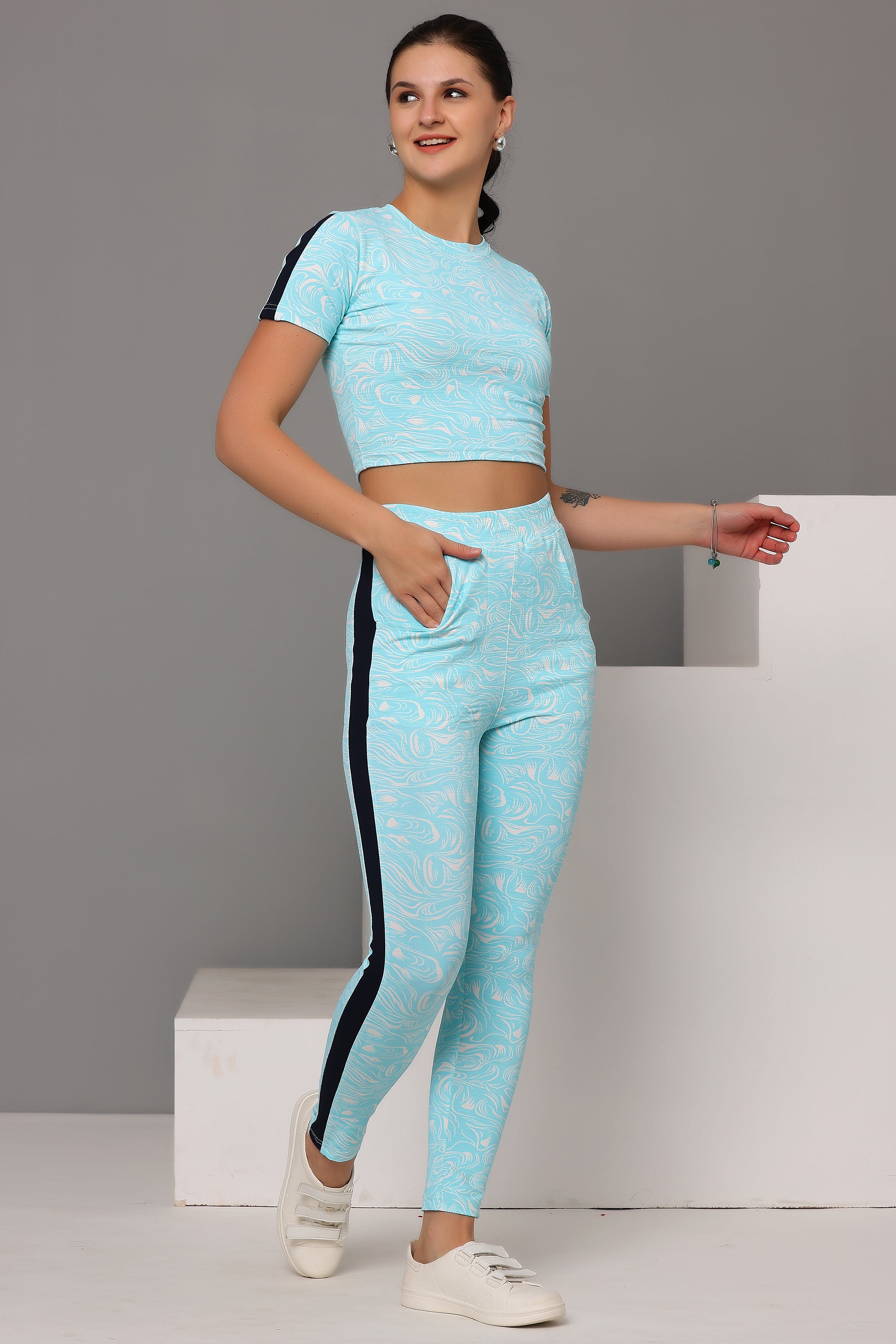 Women's Workout Crop Top & Jeggings Set | Yoga and Workout Co-ord Set for Women and Girls | Stylish Activewear