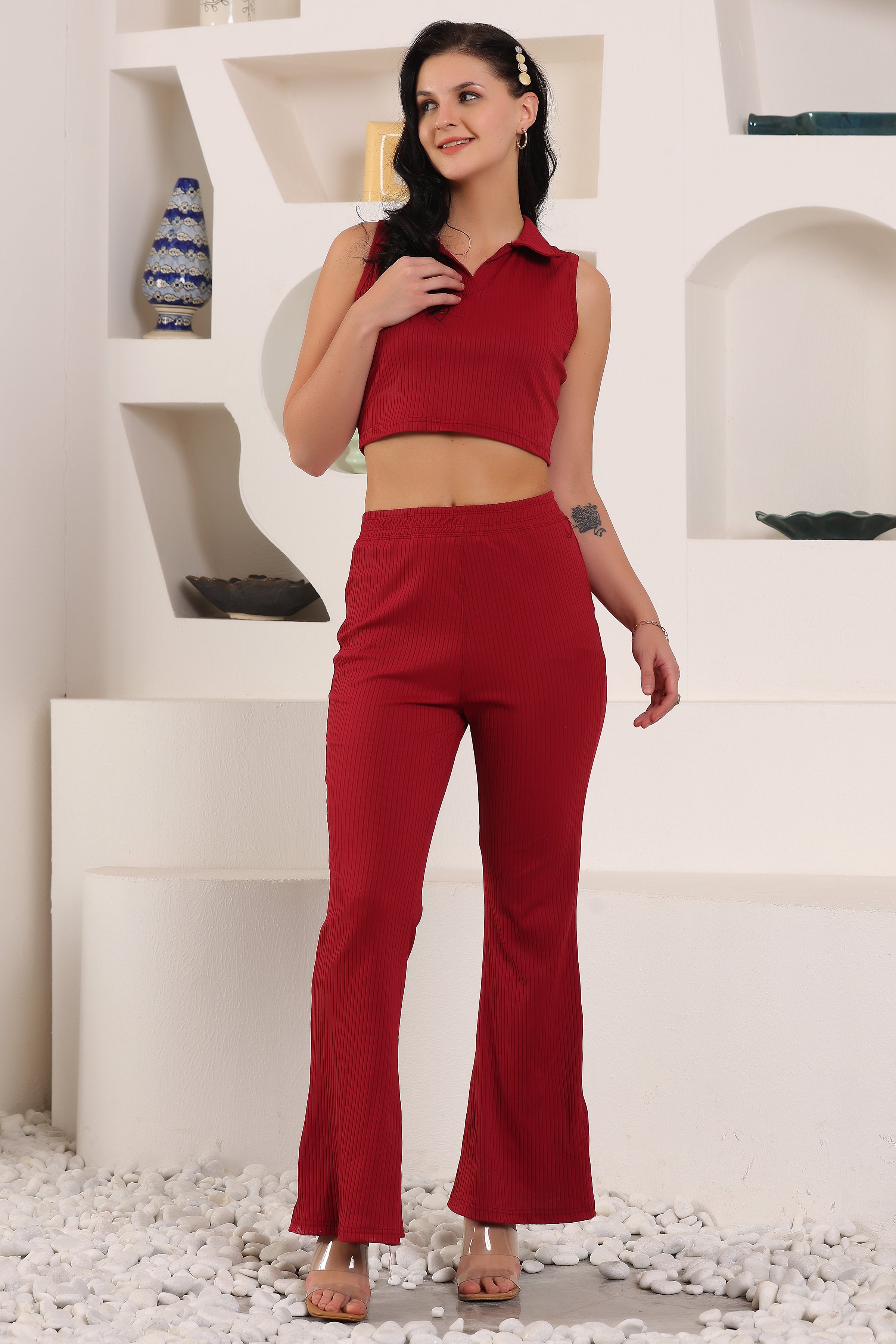 Women Co-ord Set Stylish Solid Top and Bottoms for Women & Girls, Ideal for Casual and Office Wear
