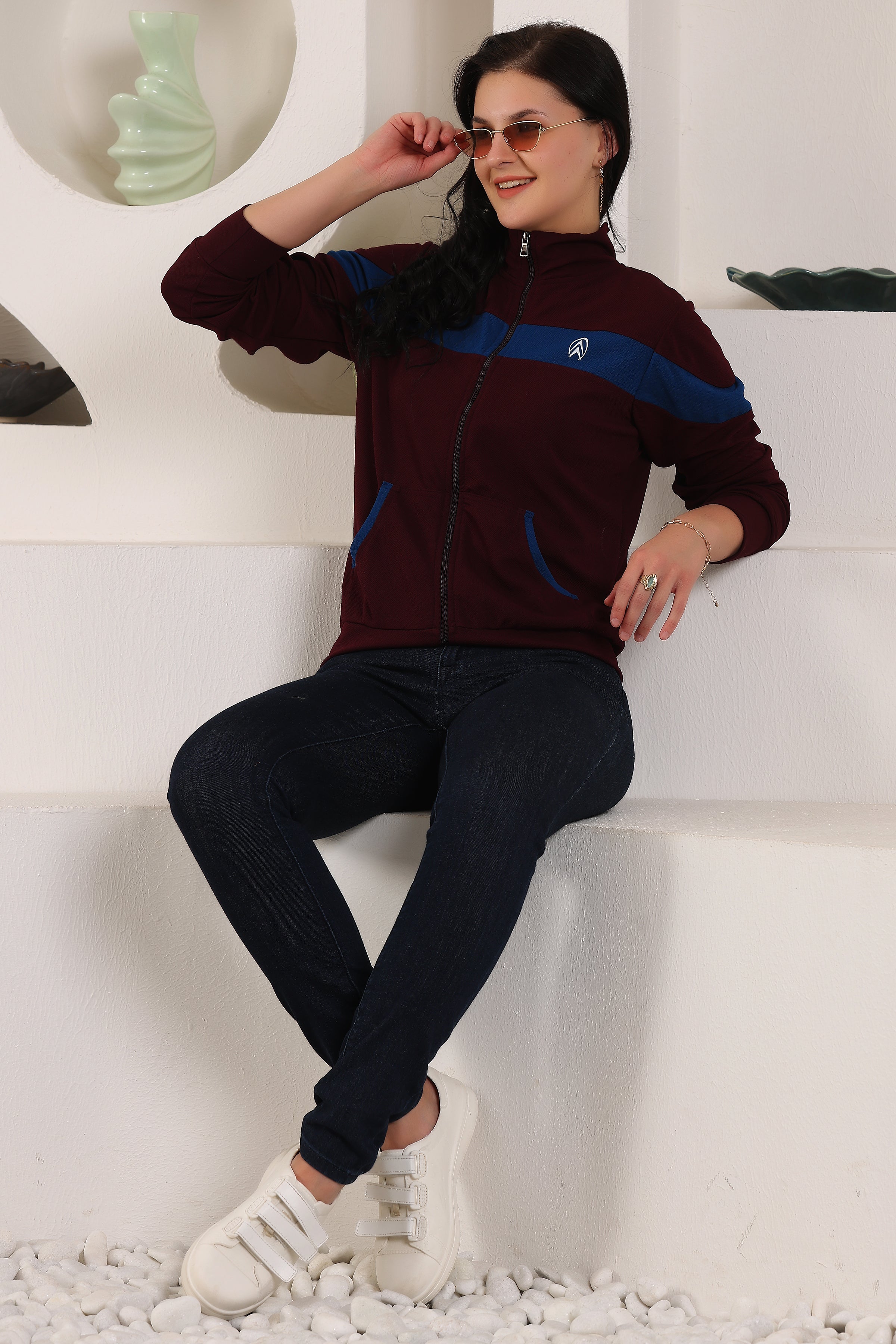 Women's Atheletic Gym Running Sports TrackJacket | Women Striped Sports Jacket | Full Zip Long Sleeve Shirts Hiking Outdoor Pockets | Athletic Jacket Sun Protection