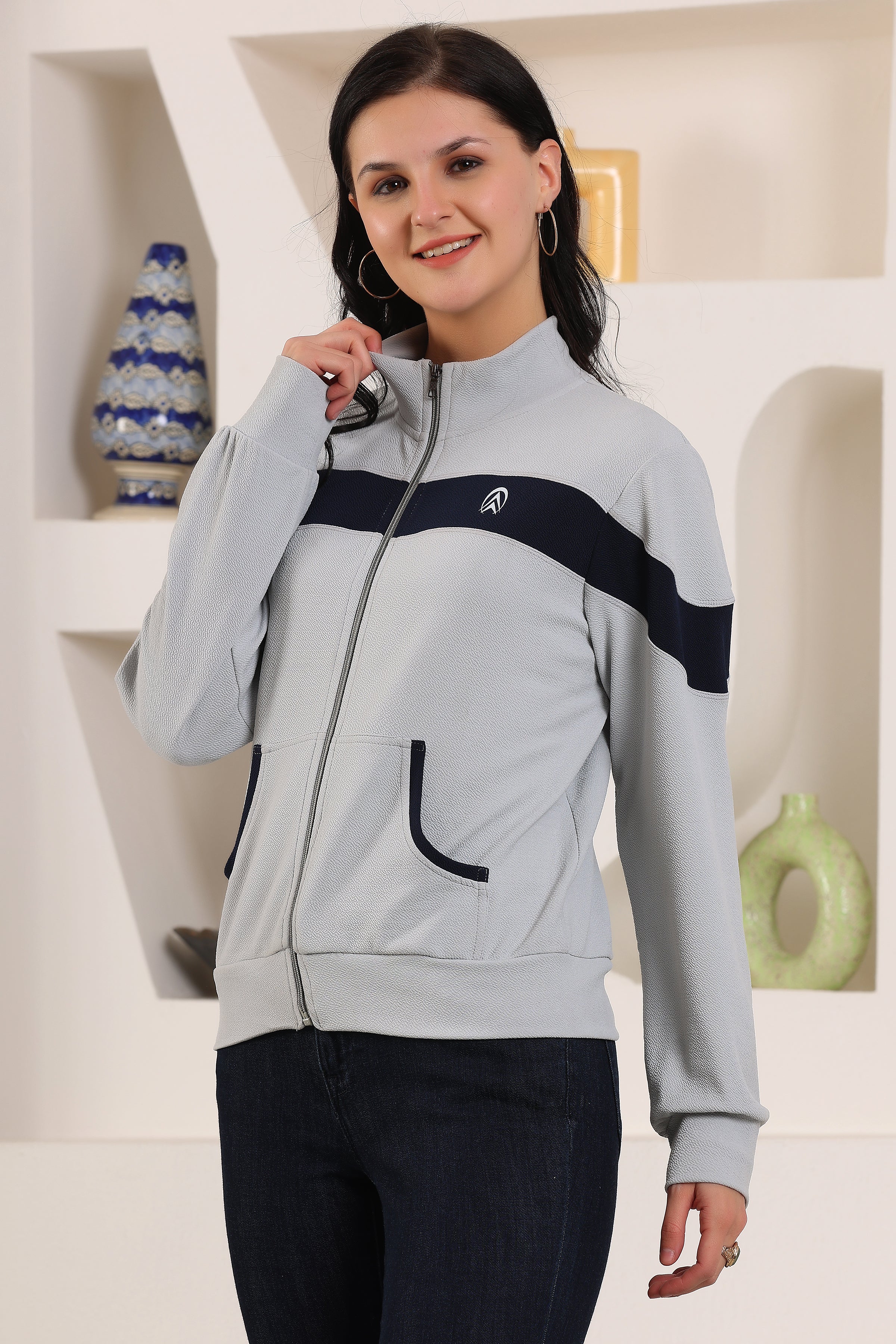 Women's Atheletic Gym Running Sports TrackJacket | Women Striped Sports Jacket | Full Zip Long Sleeve Shirts Hiking Outdoor Pockets | Athletic Jacket Sun Protection