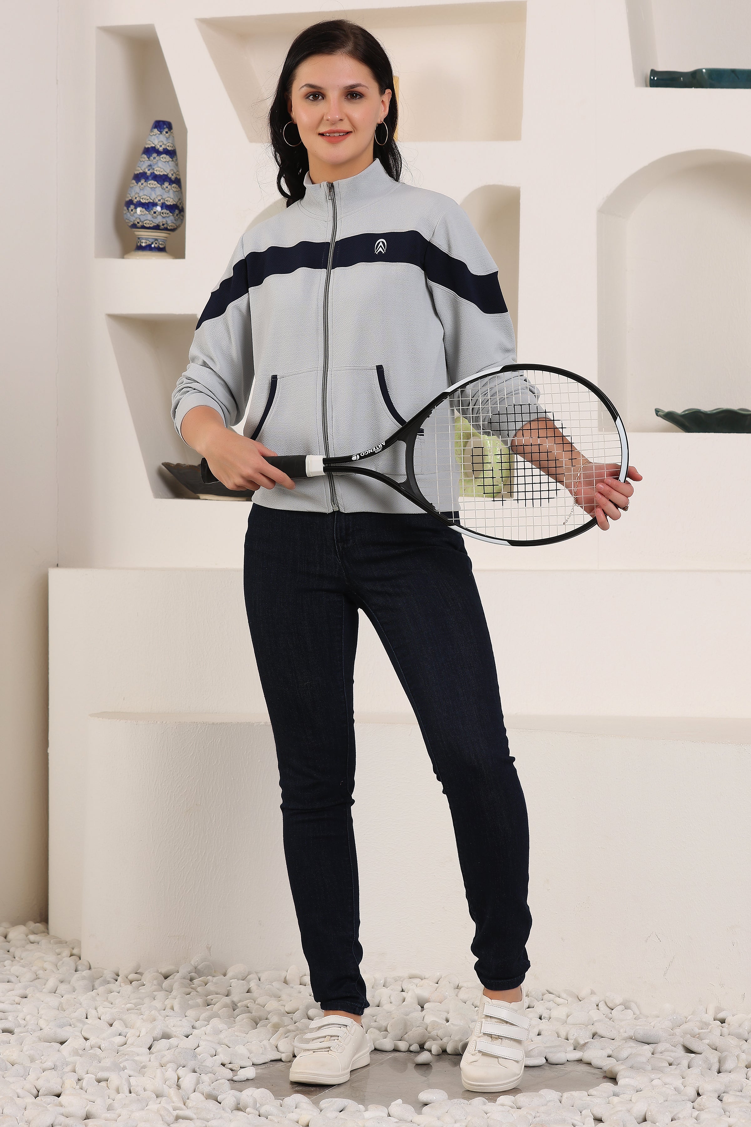 Women's Atheletic Gym Running Sports TrackJacket | Women Striped Sports Jacket | Full Zip Long Sleeve Shirts Hiking Outdoor Pockets | Athletic Jacket Sun Protection