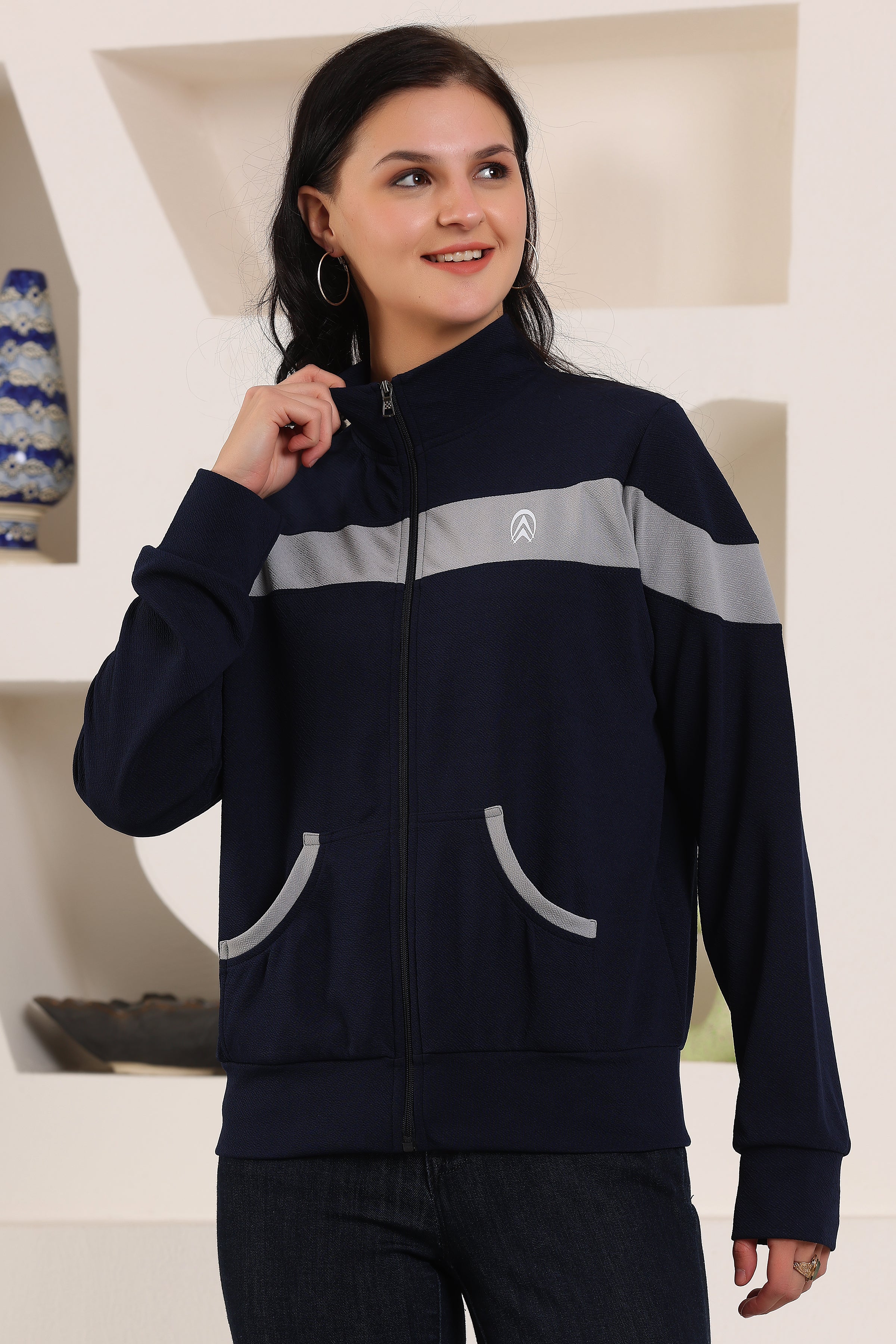 Women's Atheletic Gym Running Sports TrackJacket | Women Striped Sports Jacket | Full Zip Long Sleeve Shirts Hiking Outdoor Pockets | Athletic Jacket Sun Protection