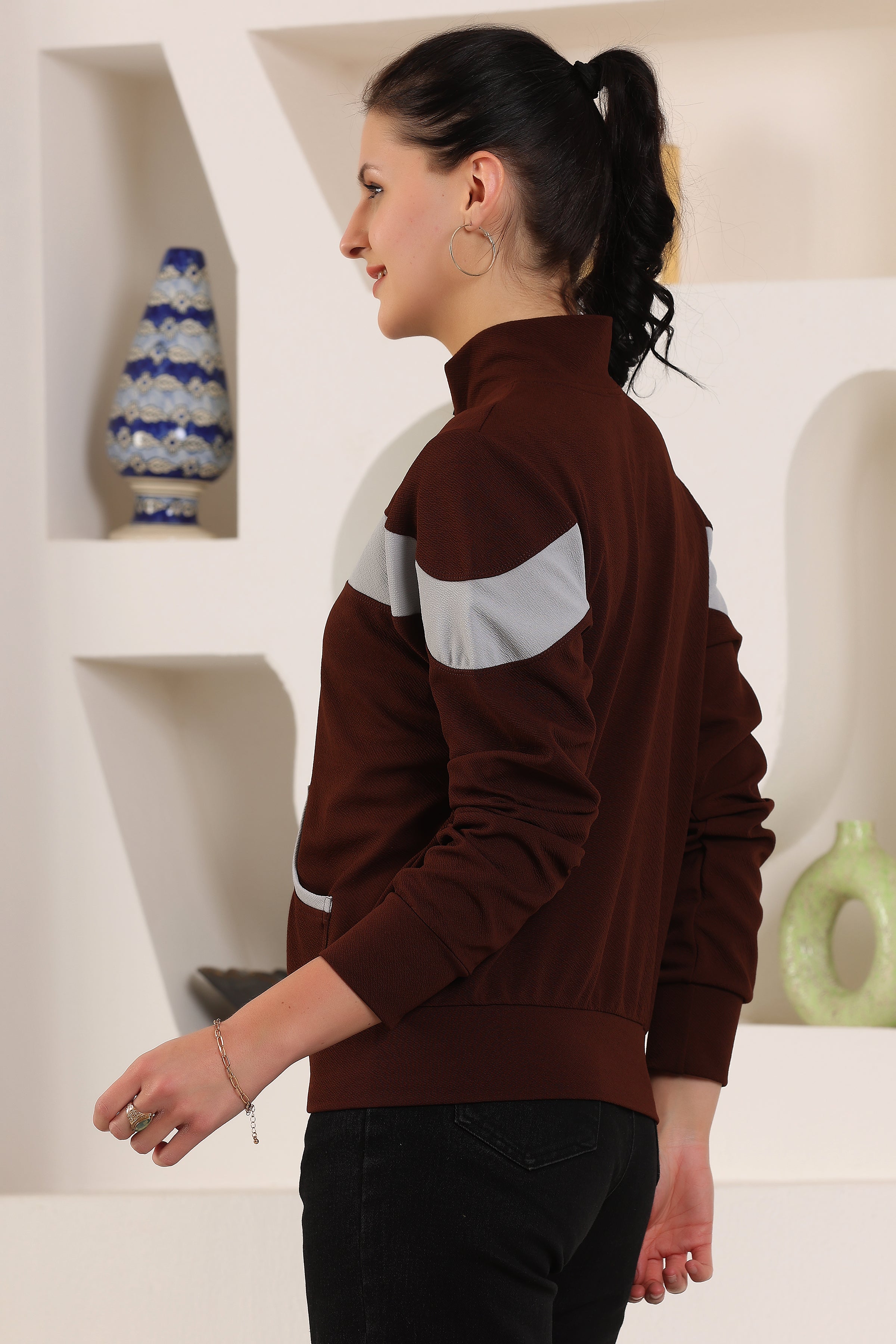 Women's Atheletic Gym Running Sports TrackJacket | Women Striped Sports Jacket | Full Zip Long Sleeve Shirts Hiking Outdoor Pockets | Athletic Jacket Sun Protection