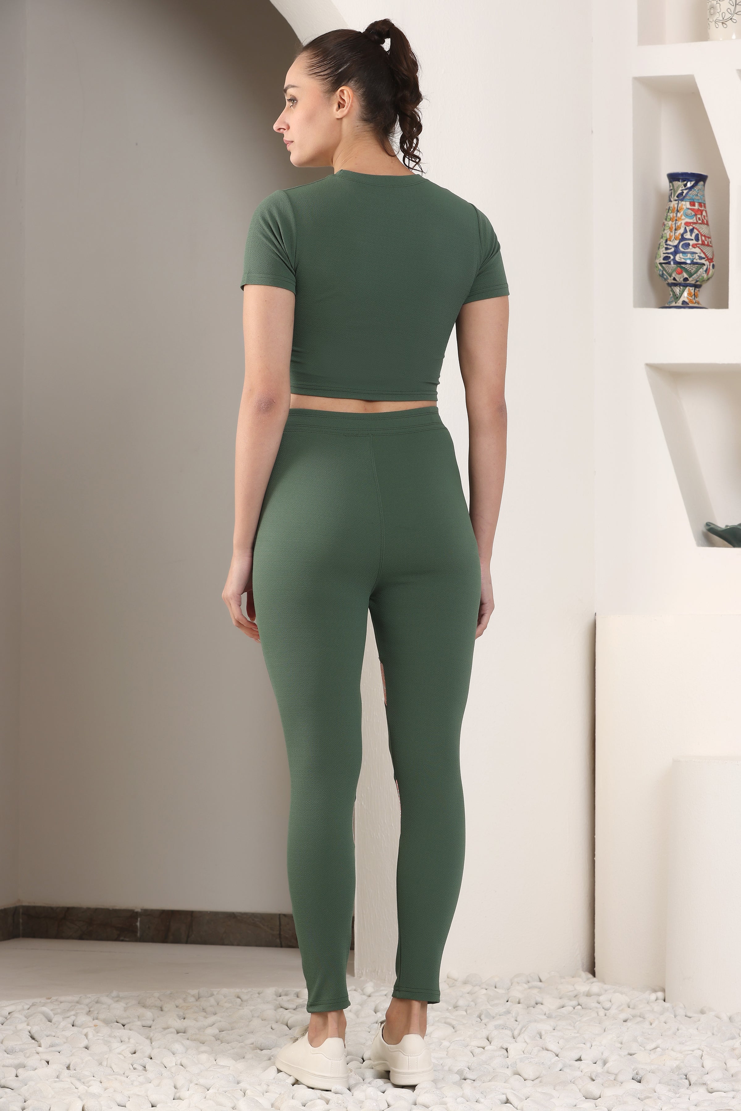 ZICADA Women's Workout Crop Top & Jeggings | Yoga Wear | Workout Set | Co-ord Set for Girls & Womens
