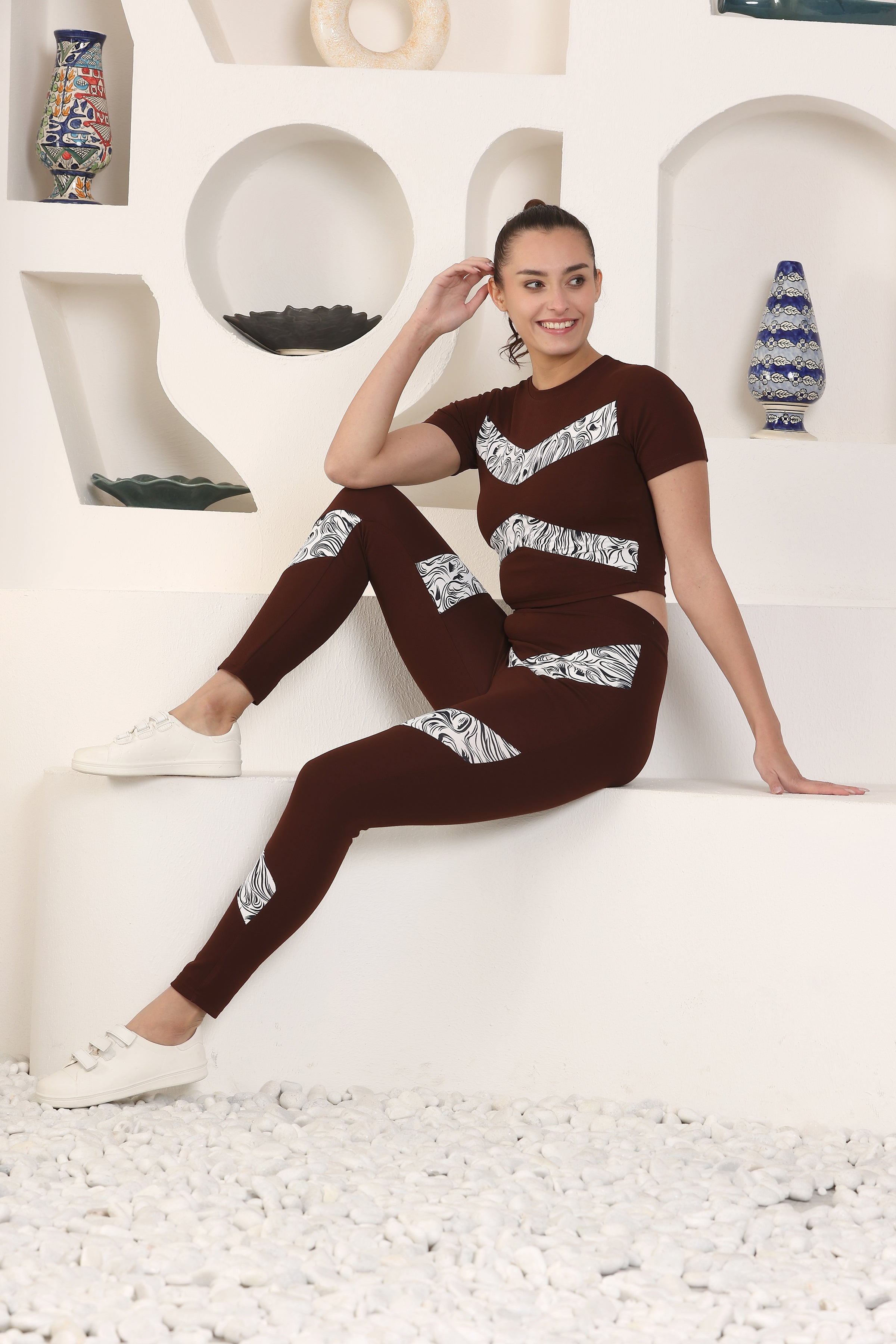 ZICADA Women's Workout Crop Top & Jeggings | Yoga Wear | Workout Set | Co-ord Set for Girls & Womens