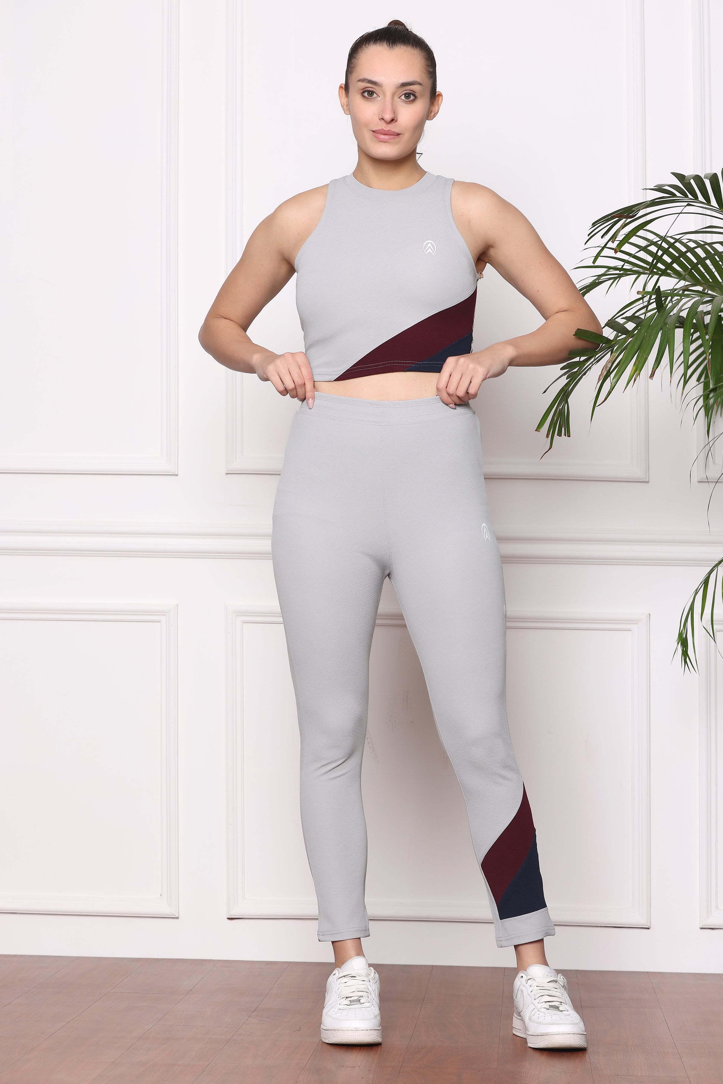 Women's Gym Running Sports Crop Tank Top & Tights | Jogging wear | Workout Set | Co-ord Set For Girls & Women