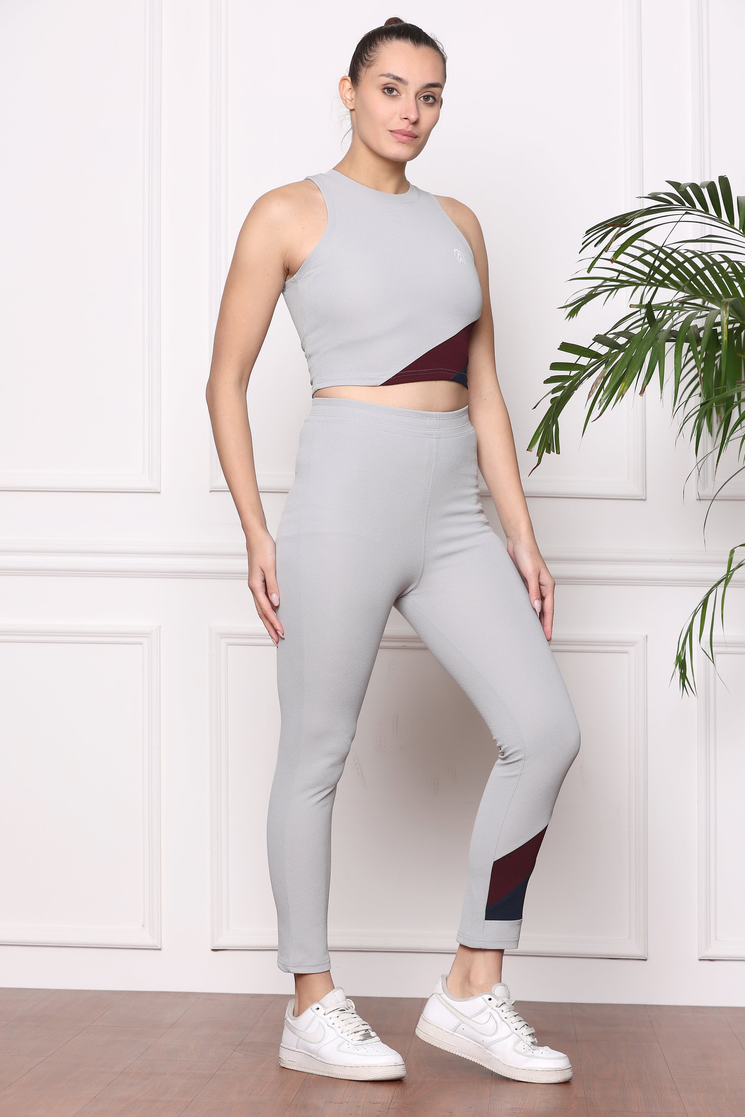 Women's Gym Running Sports Crop Tank Top & Tights | Jogging wear | Workout Set | Co-ord Set For Girls & Women