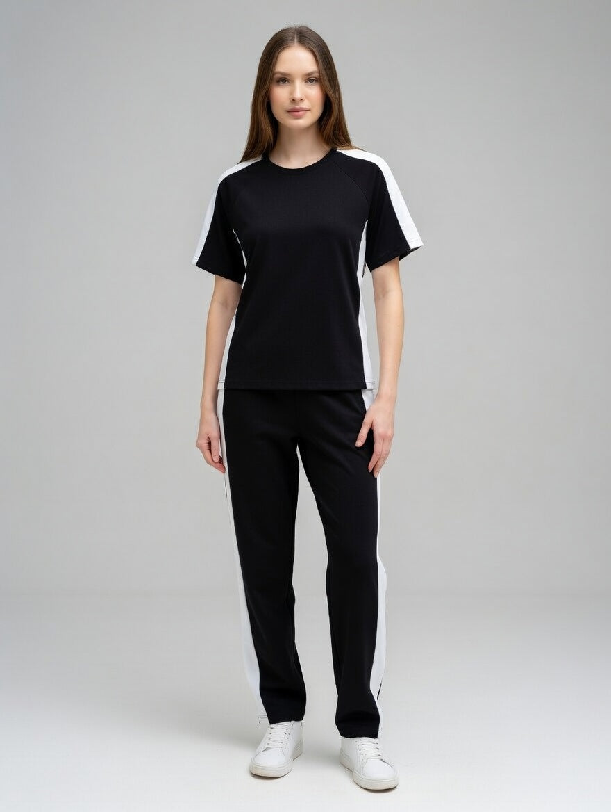 Women Activewear Co-Ord Set | T-Shirt & Track Pant Set | Gym & Sports Wear | Casual & Running Outfit for Women - Maroon