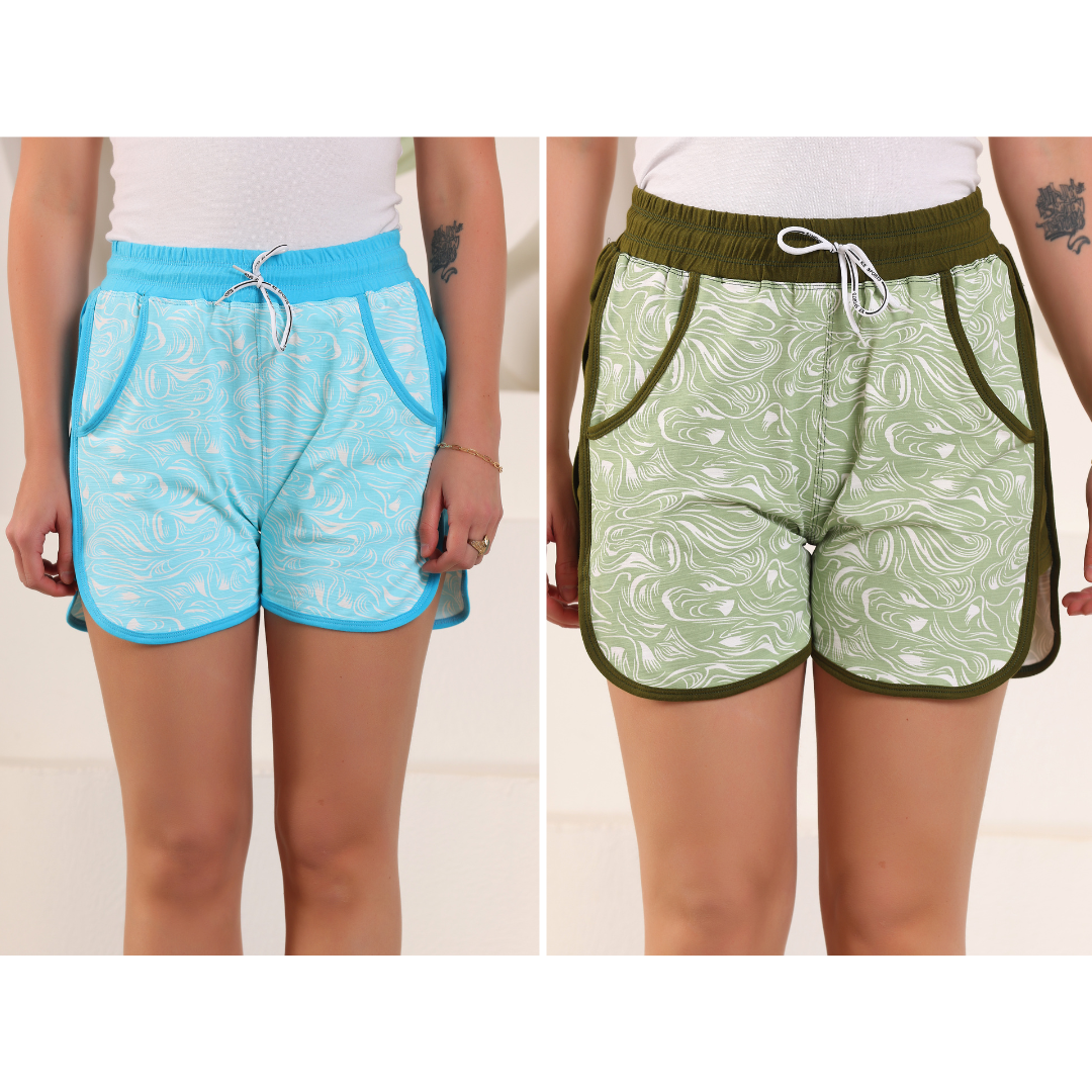 Zicada Women’s Polyester Sports Shorts (Pack of 2) | Lightweight Quick-Dry Gym & Running Shorts for Daily Wear