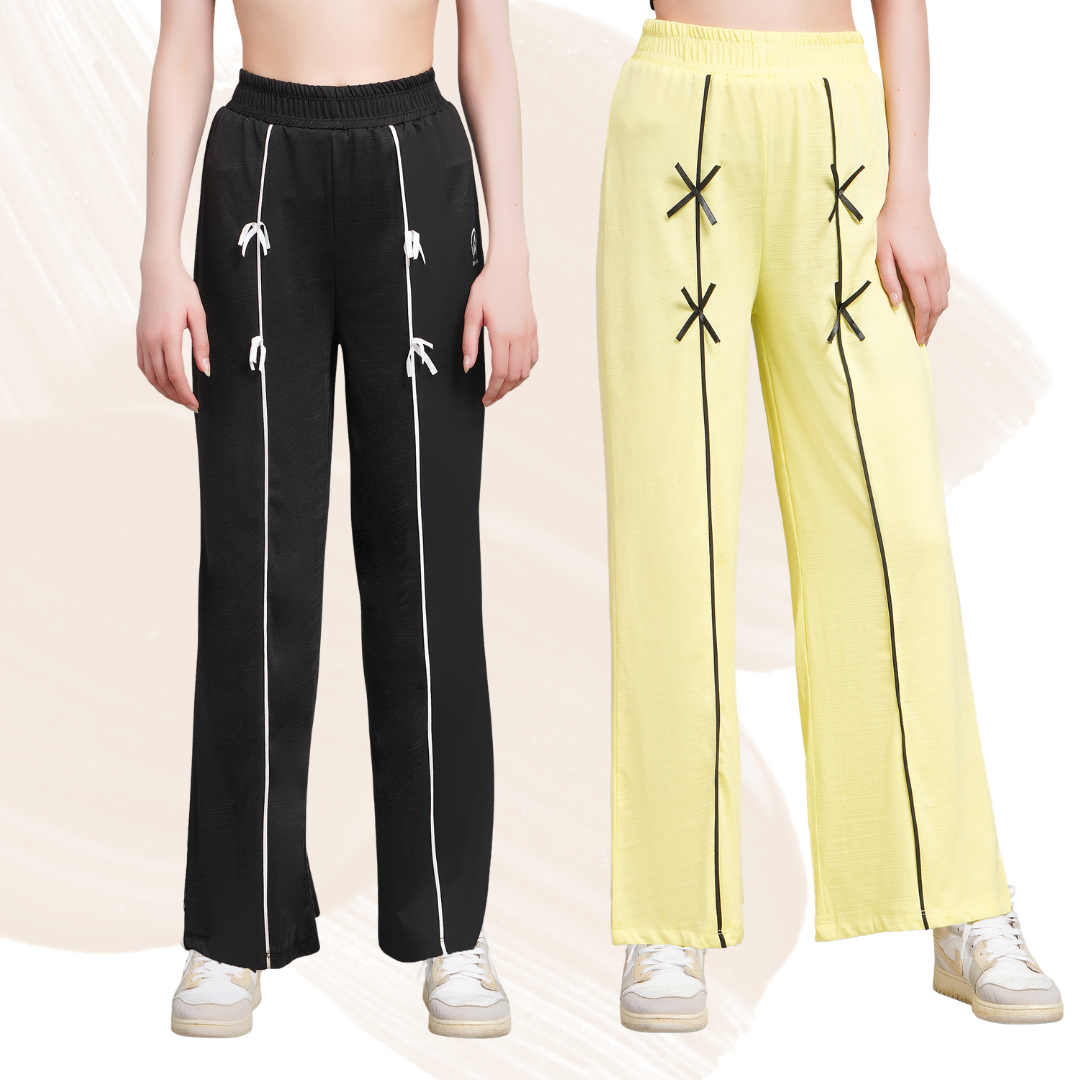 Zicada Women’s Stylish Straight Fit Track Pants | Casual Sports Jogger Pants with Elastic Waist | Comfortable Daily Wear Sky Combo