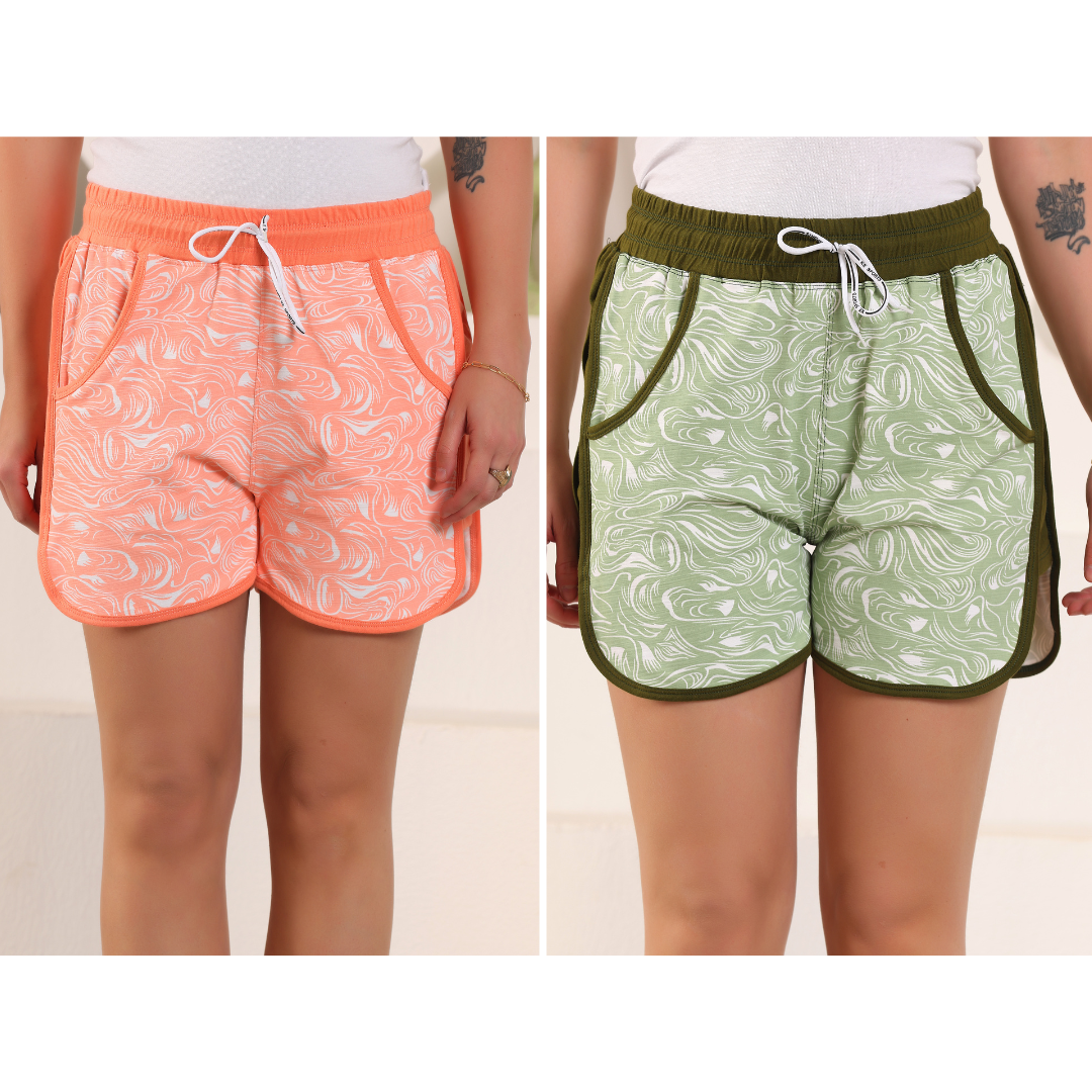 Zicada Women’s Polyester Sports Shorts (Pack of 2) | Lightweight Quick-Dry Gym & Running Shorts for Daily Wear