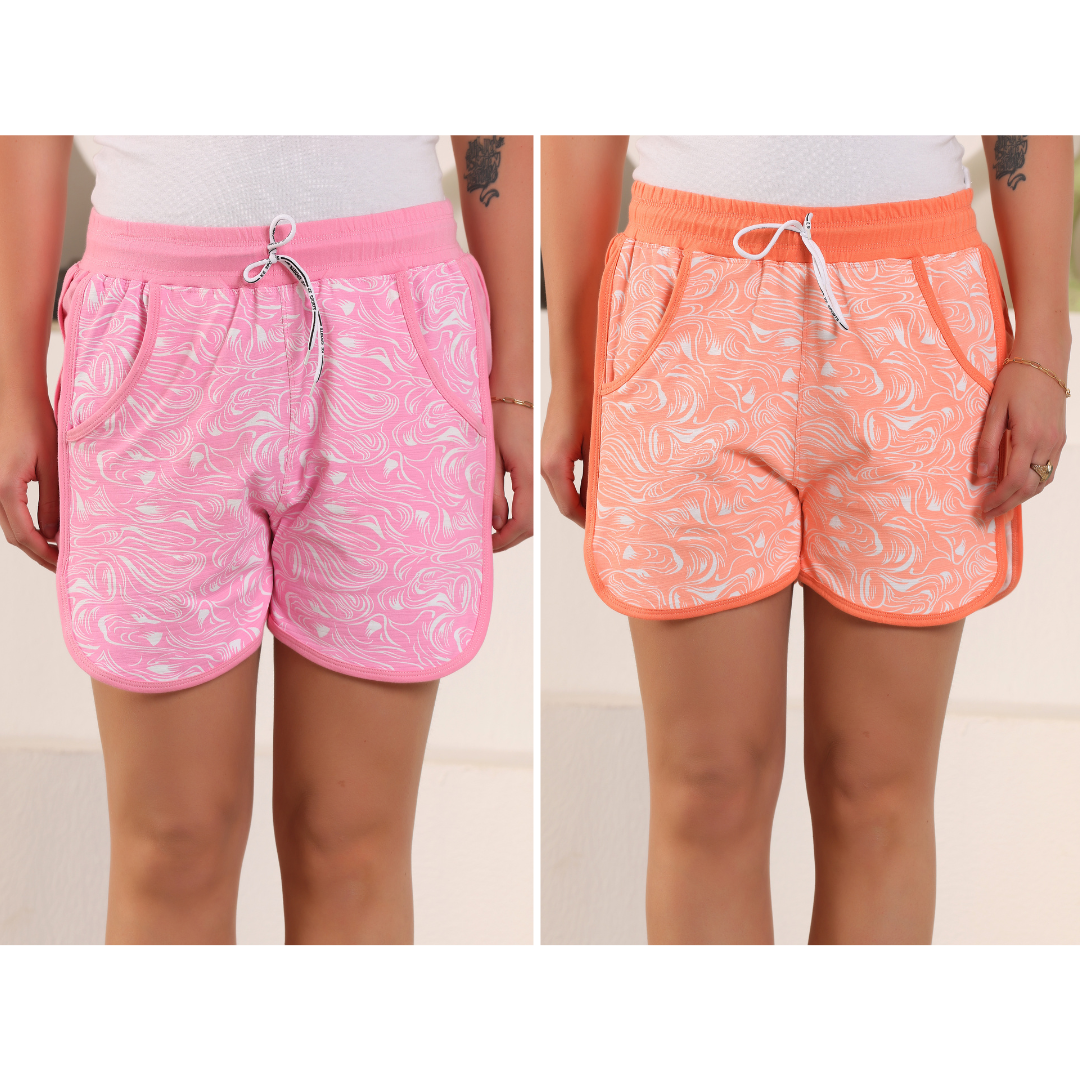 Zicada Women’s Polyester Sports Shorts (Pack of 2) | Lightweight Quick-Dry Gym & Running Shorts for Daily Wear