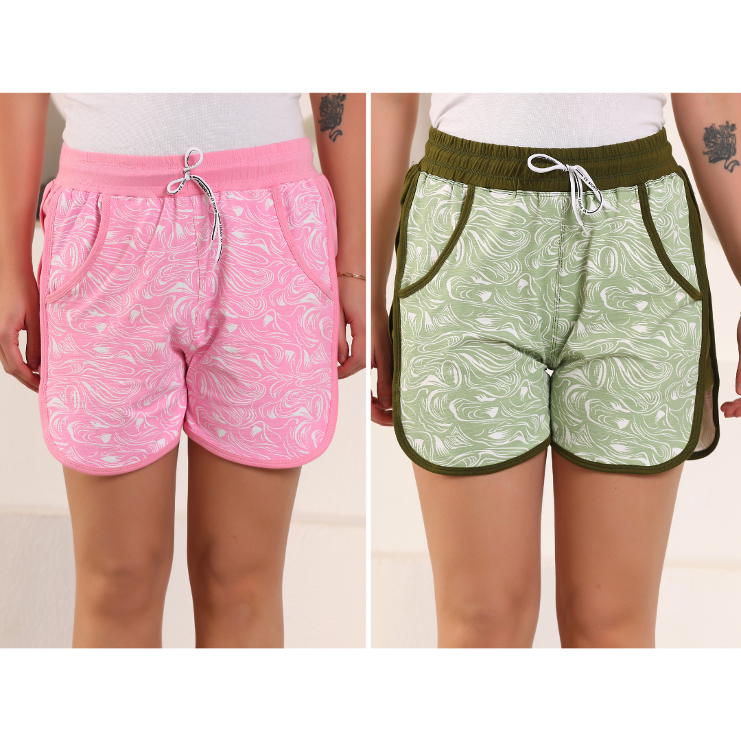 Zicada Women’s Polyester Sports Shorts (Pack of 2) | Lightweight Quick-Dry Gym & Running Shorts for Daily Wear