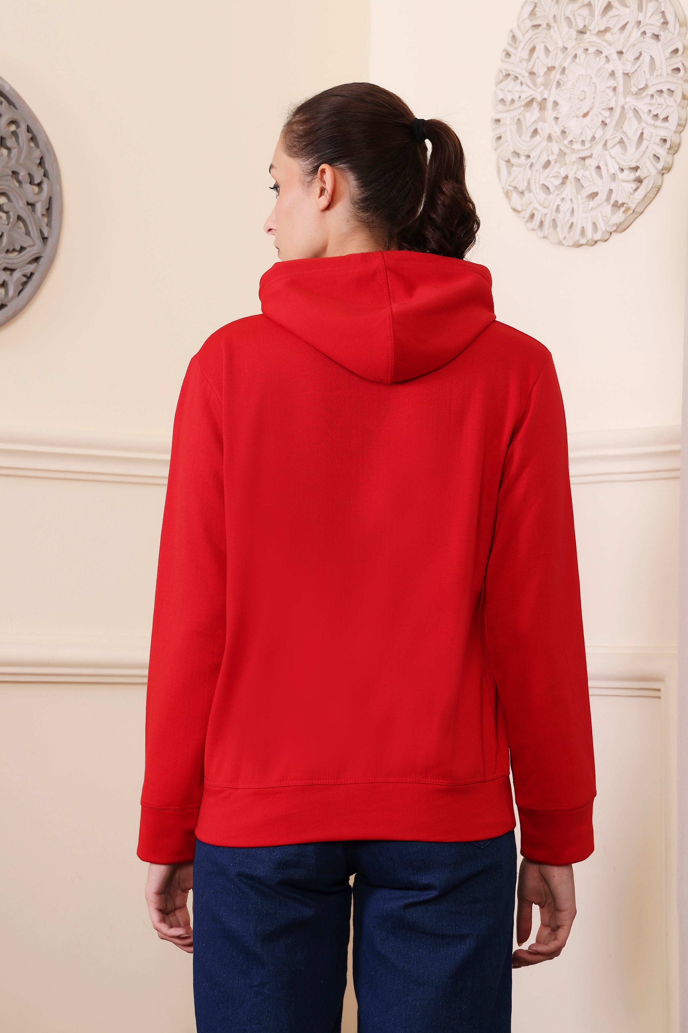 Women's Sweatshirts Cotton Regular Fit Hooded Neck with Hoodies, Womens Casual Hoodies Fleece Material Long Sleeves Solid Sweatshirt with Pockets, Oversized Hoodies
