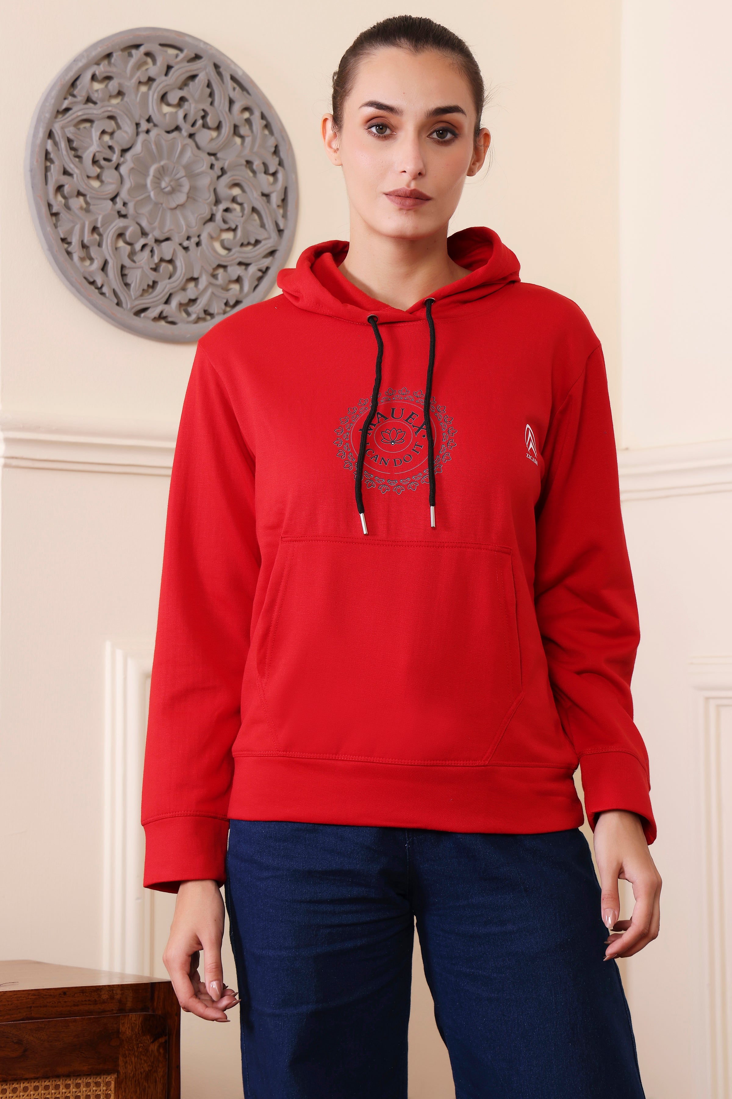 Women's Sweatshirts Cotton Regular Fit Hooded Neck with Hoodies, Womens Casual Hoodies Fleece Material Long Sleeves Solid Sweatshirt with Pockets, Oversized Hoodies