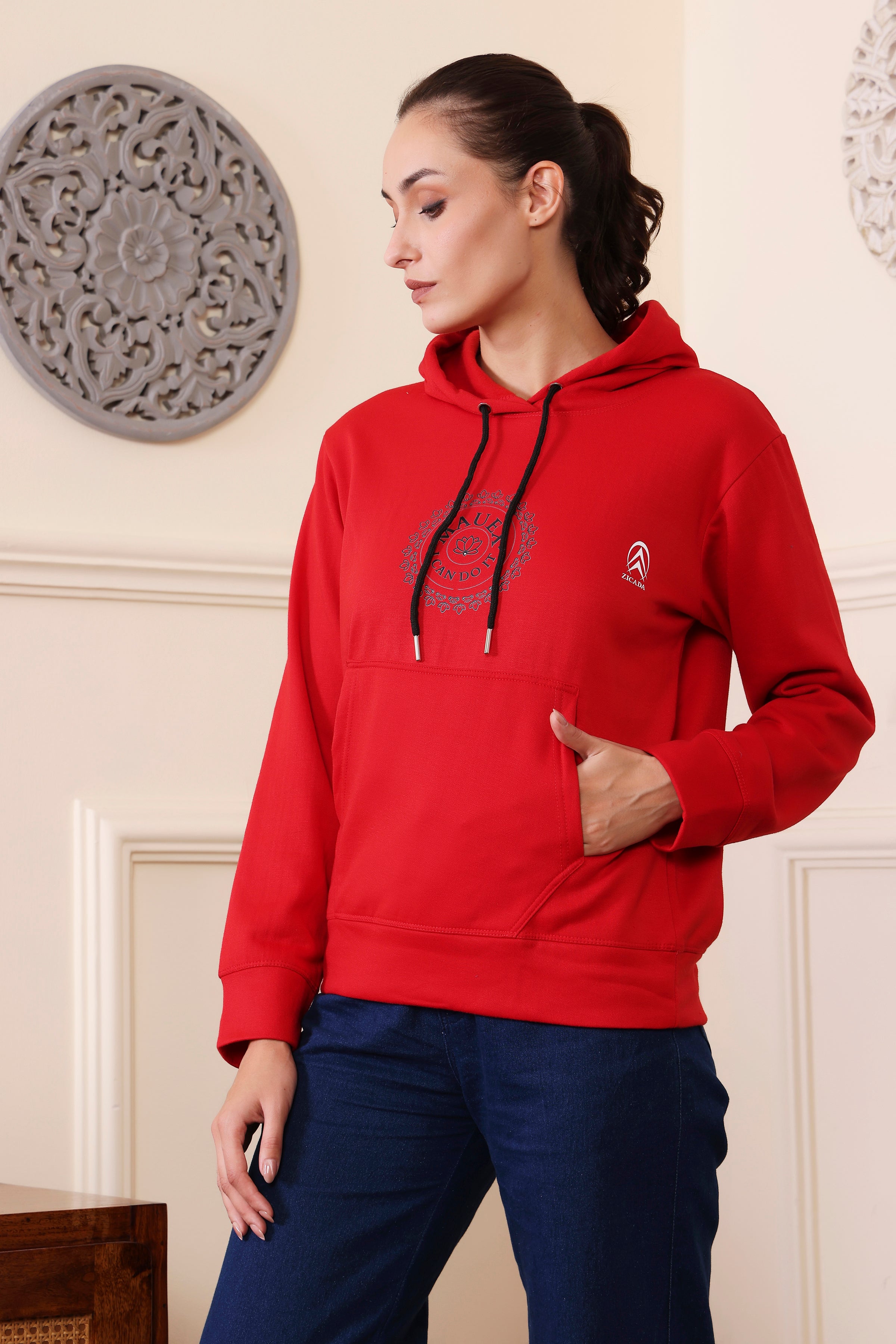 Women's Sweatshirts Cotton Regular Fit Hooded Neck with Hoodies, Womens Casual Hoodies Fleece Material Long Sleeves Solid Sweatshirt with Pockets, Oversized Hoodies