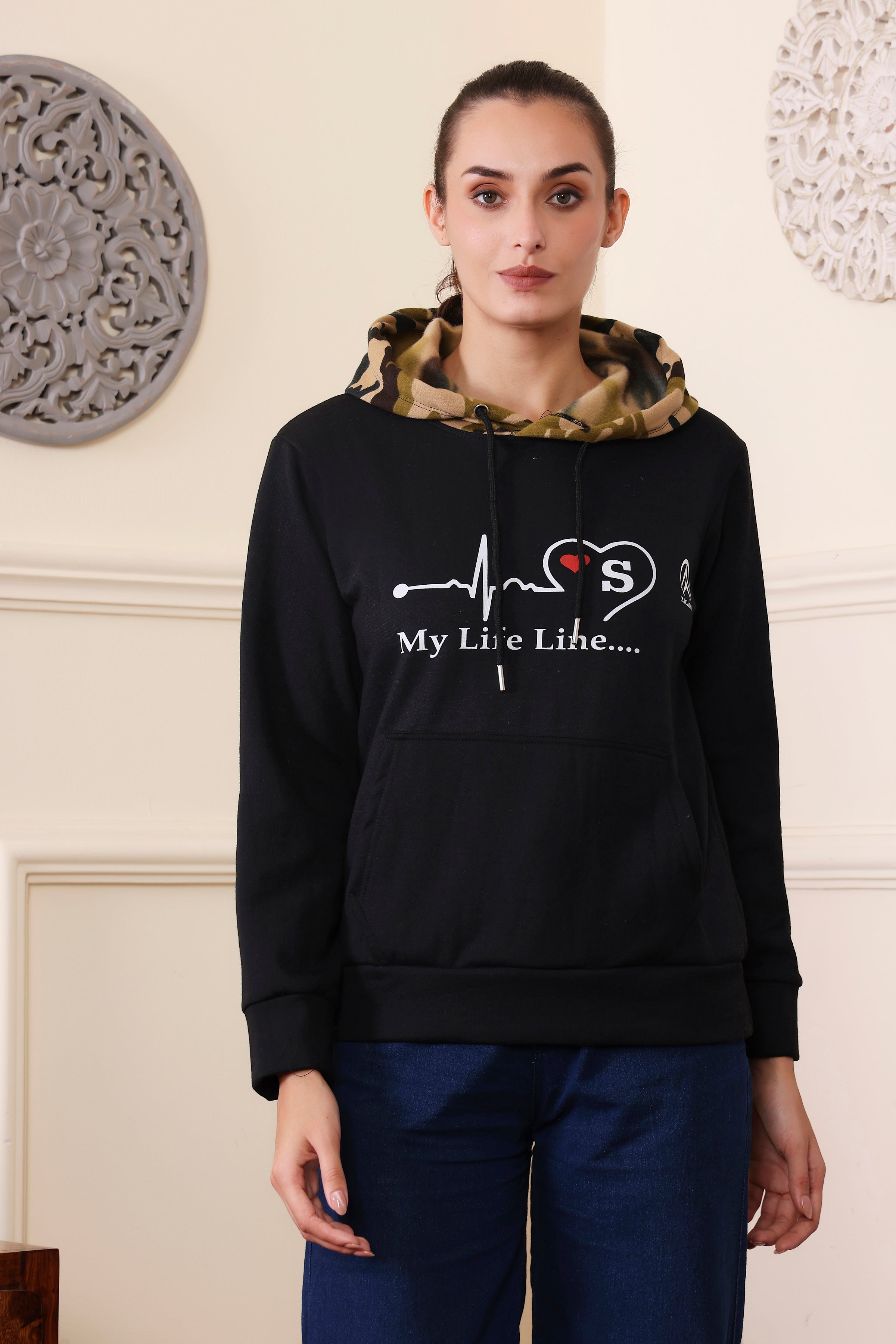 Women's Regular Fit Hooded Neck Soft Cotton Blend Warm and Cozy | Stylish Design with Kangaroo Pockets and Adjustable Draw Strings | Stay Cozy and Stylish with Our Premium Hoodie
