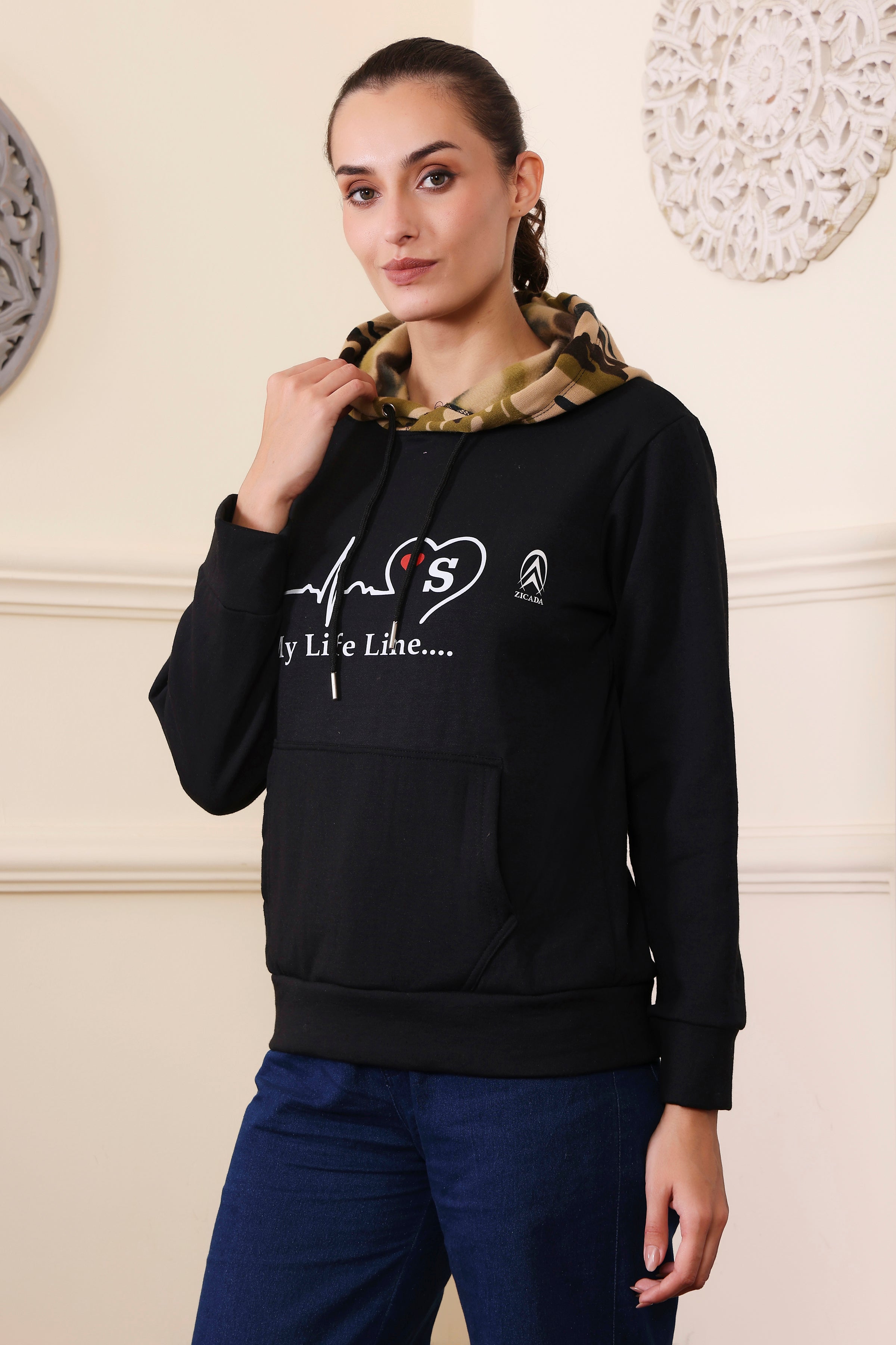 Women's Regular Fit Hooded Neck Soft Cotton Blend Warm and Cozy | Stylish Design with Kangaroo Pockets and Adjustable Draw Strings | Stay Cozy and Stylish with Our Premium Hoodie