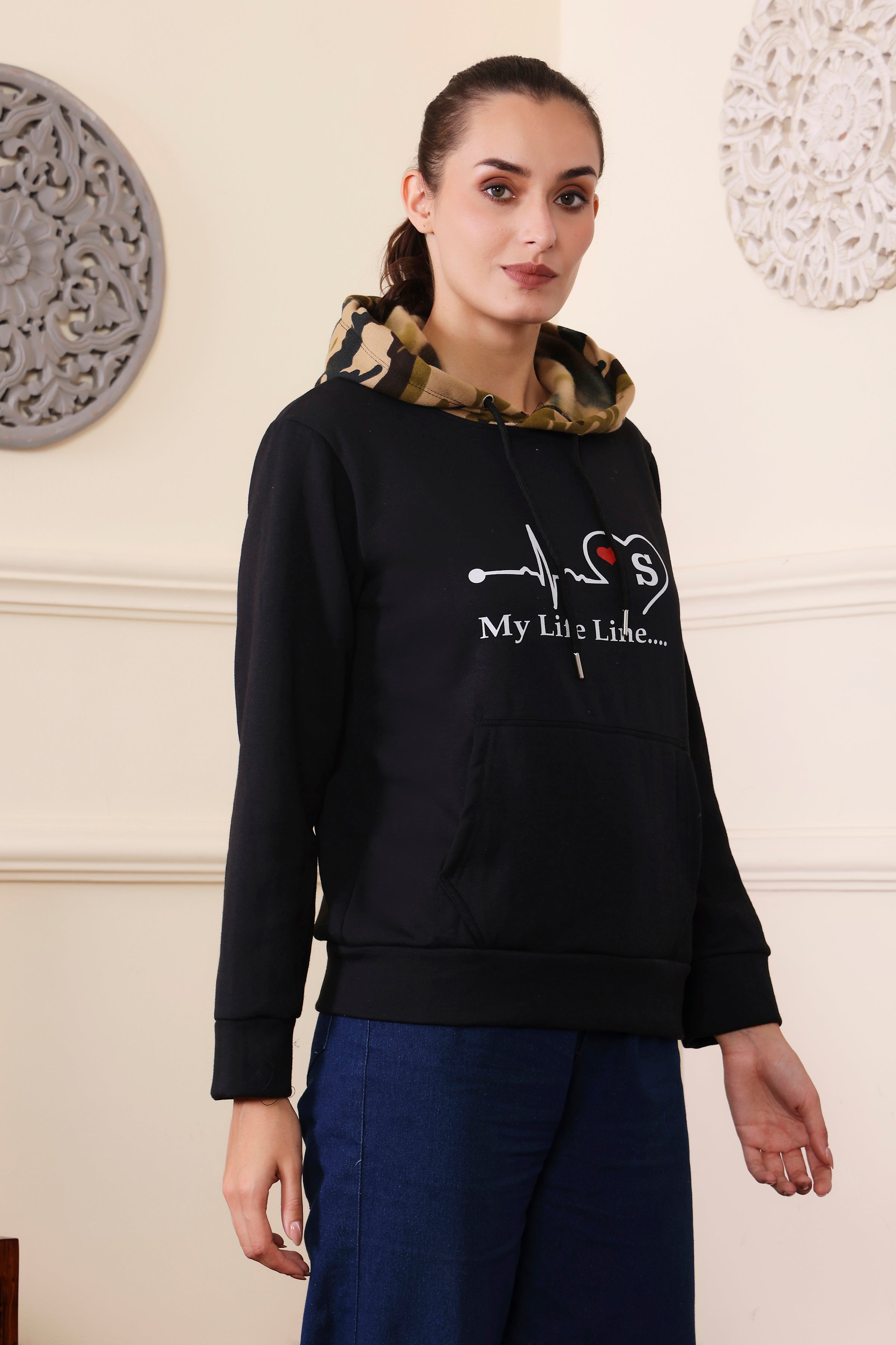 Women's Regular Fit Hooded Neck Soft Cotton Blend Warm and Cozy | Stylish Design with Kangaroo Pockets and Adjustable Draw Strings | Stay Cozy and Stylish with Our Premium Hoodie