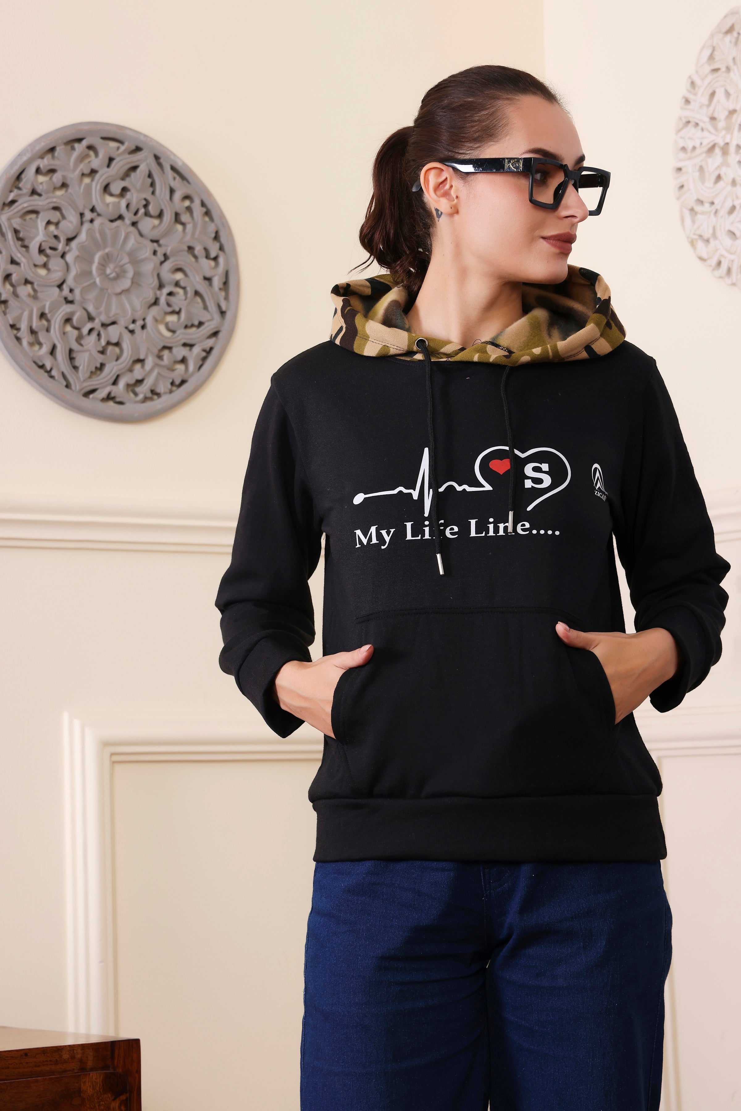 Women's Regular Fit Hooded Neck Soft Cotton Blend Warm and Cozy | Stylish Design with Kangaroo Pockets and Adjustable Draw Strings | Stay Cozy and Stylish with Our Premium Hoodie