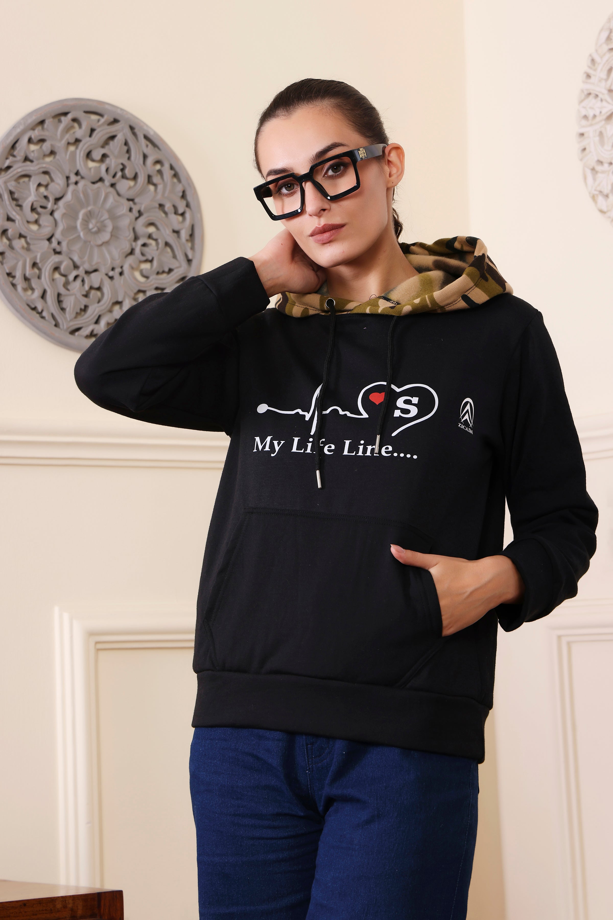 Women's Regular Fit Hooded Neck Soft Cotton Blend Warm and Cozy | Stylish Design with Kangaroo Pockets and Adjustable Draw Strings | Stay Cozy and Stylish with Our Premium Hoodie