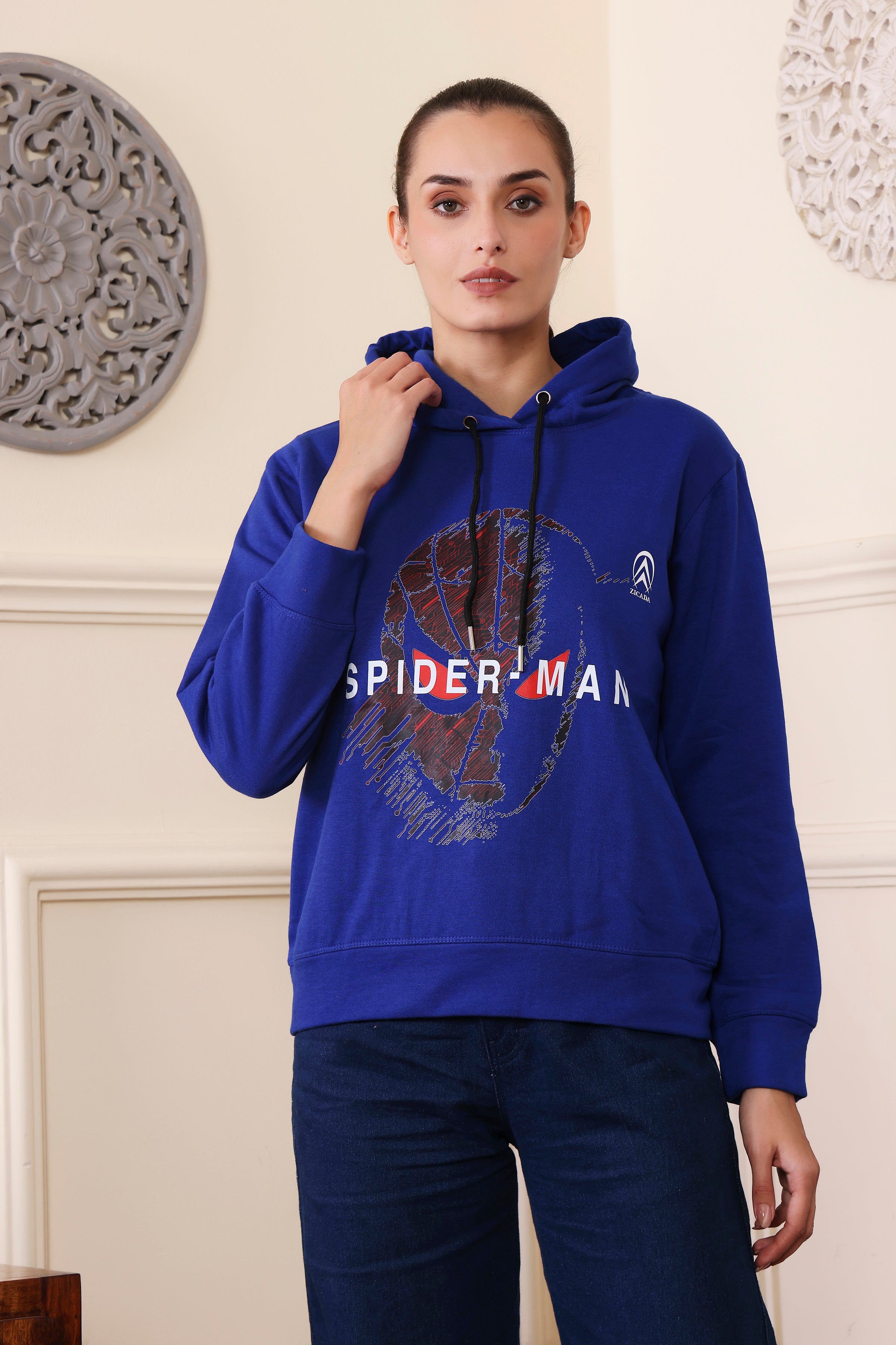 Women's Sweatshirts Cotton Regular Fit Hooded Neck with Hoodies, Womens Casual Hoodies Fleece Material Long Sleeves Solid Sweatshirt with Pockets