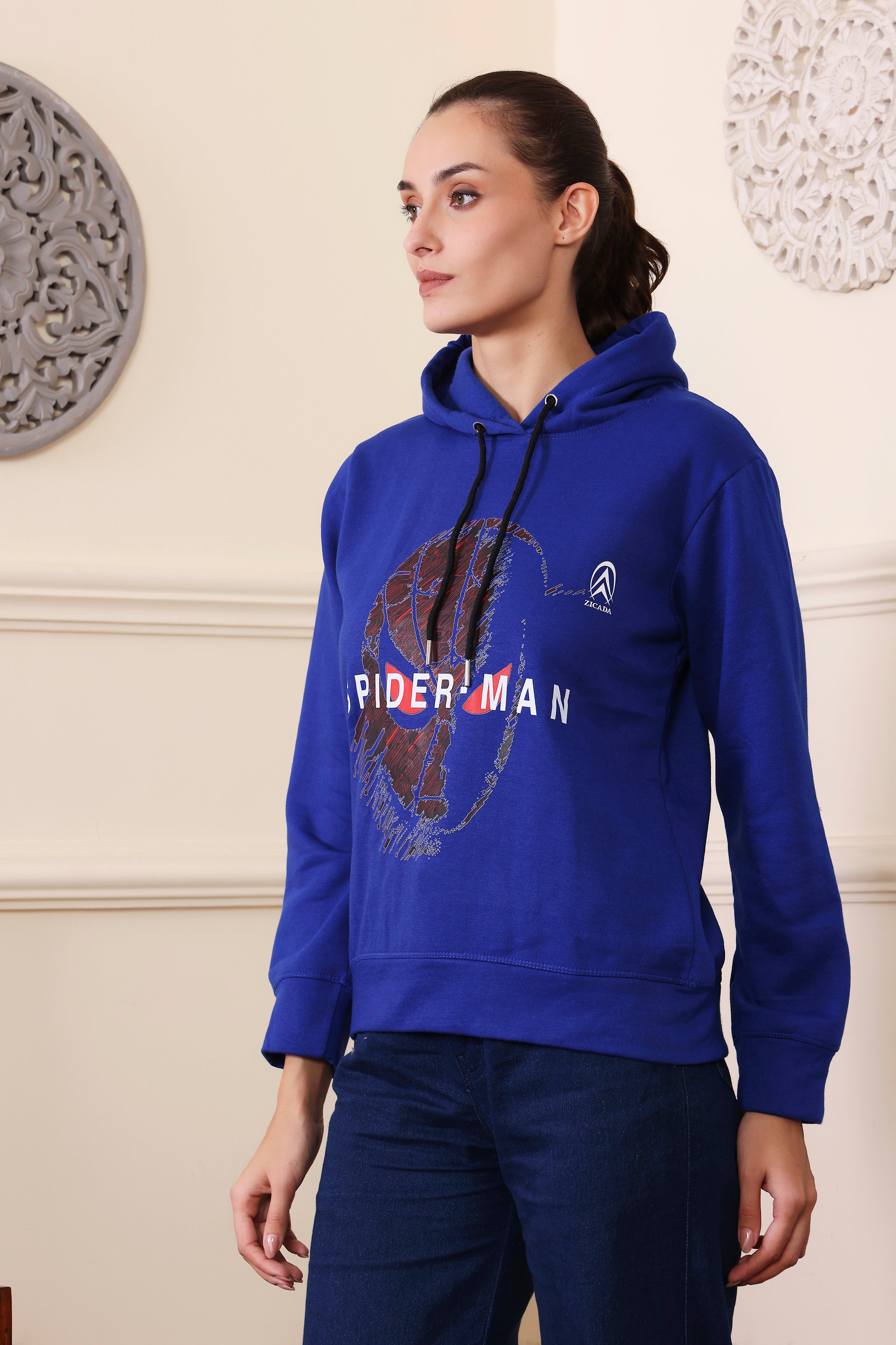 Women's Sweatshirts Cotton Regular Fit Hooded Neck with Hoodies, Womens Casual Hoodies Fleece Material Long Sleeves Solid Sweatshirt with Pockets