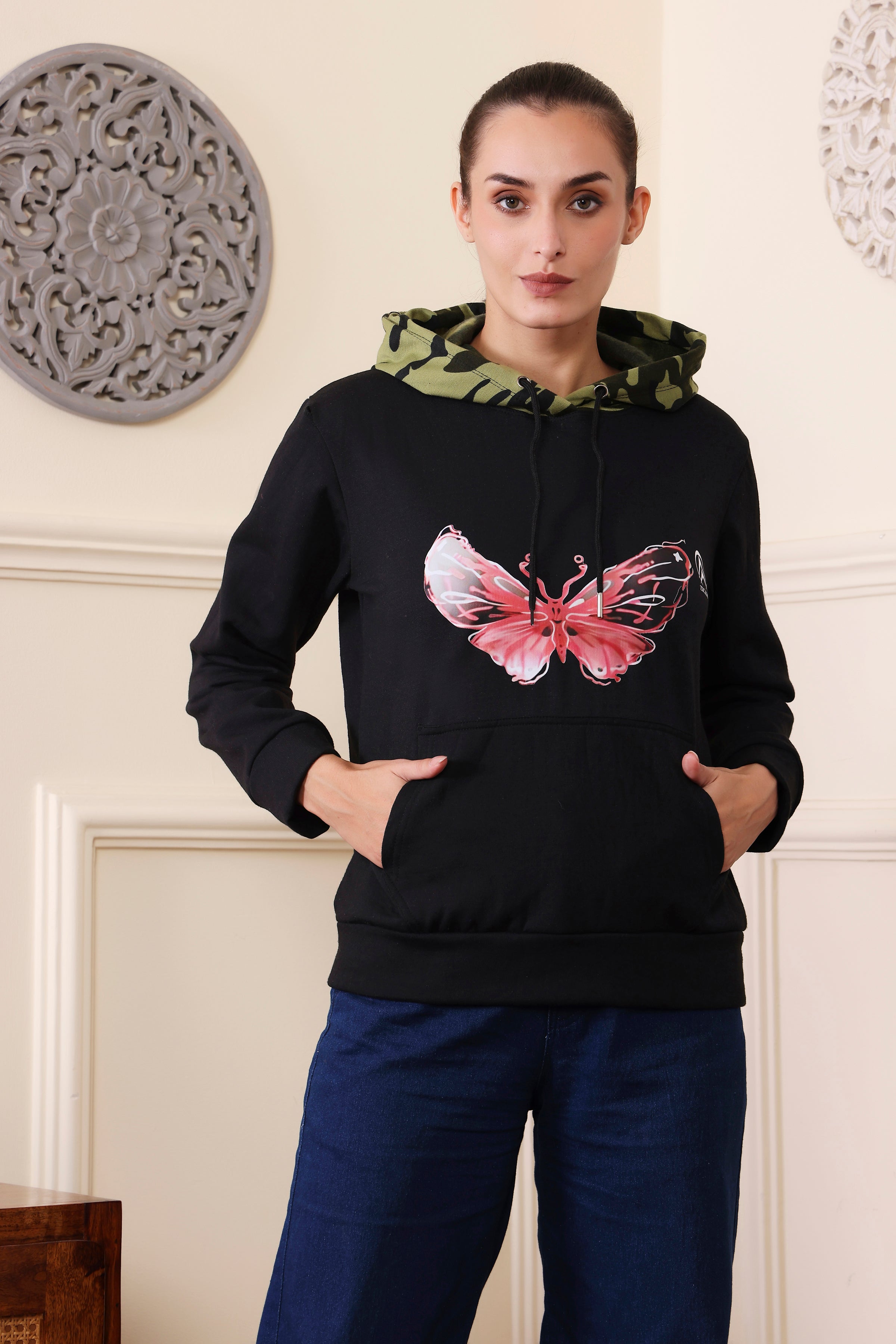 Women's Regular Fit Hooded Neck Ultra Soft Cotton Blend Warm and Cozy | Stylish Design with Kangaroo Pockets and Adjustable Draw Strings and Sizes