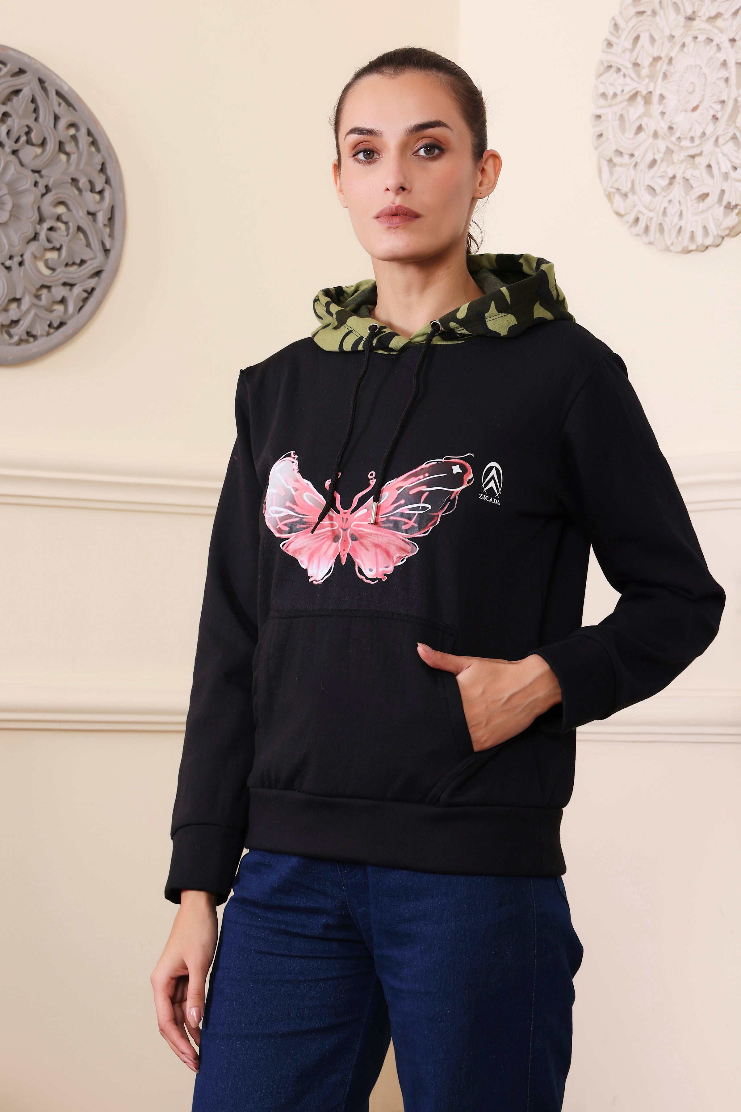 Women's Regular Fit Hooded Neck Ultra Soft Cotton Blend Warm and Cozy | Stylish Design with Kangaroo Pockets and Adjustable Draw Strings and Sizes