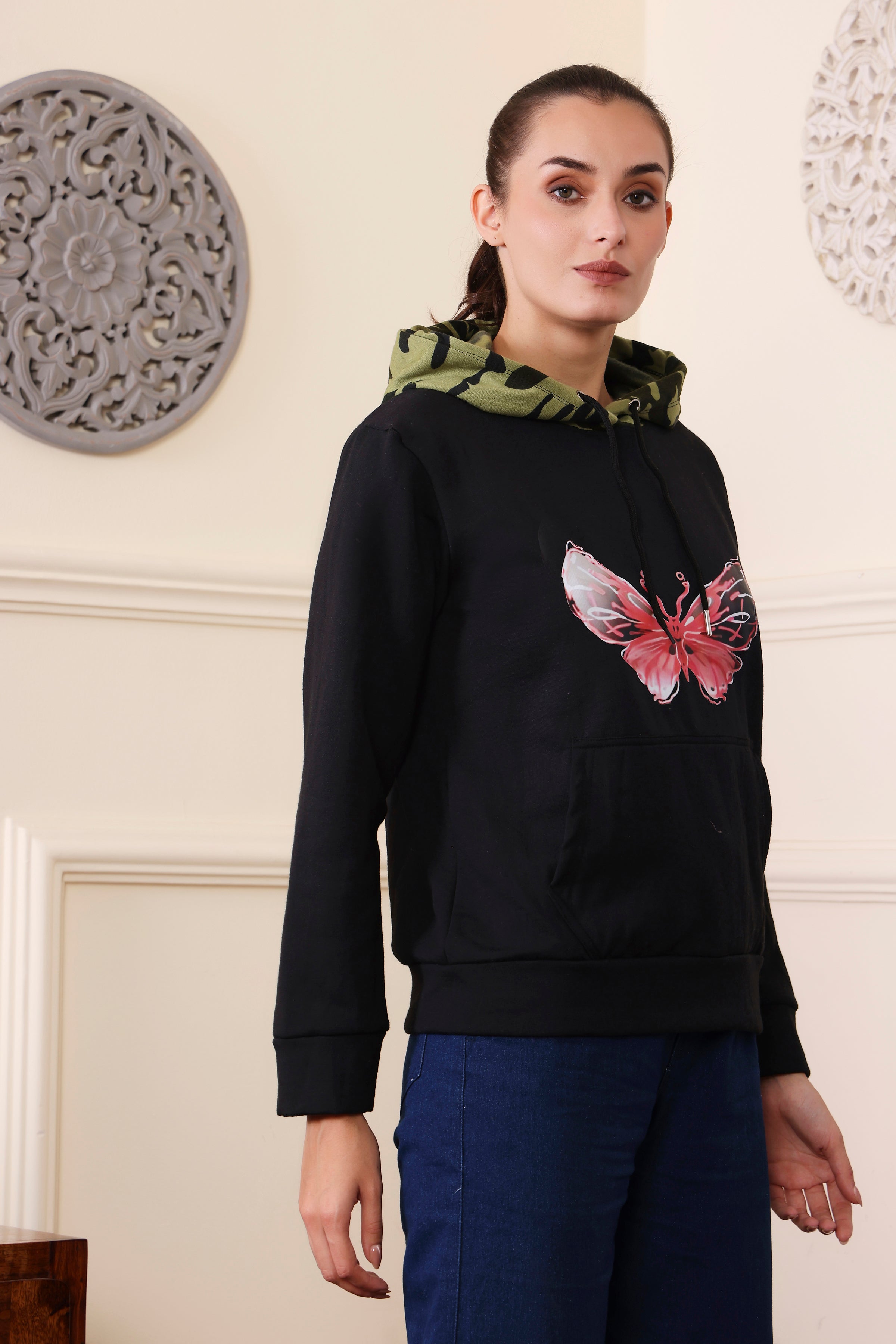 Women's Regular Fit Hooded Neck Ultra Soft Cotton Blend Warm and Cozy | Stylish Design with Kangaroo Pockets and Adjustable Draw Strings and Sizes