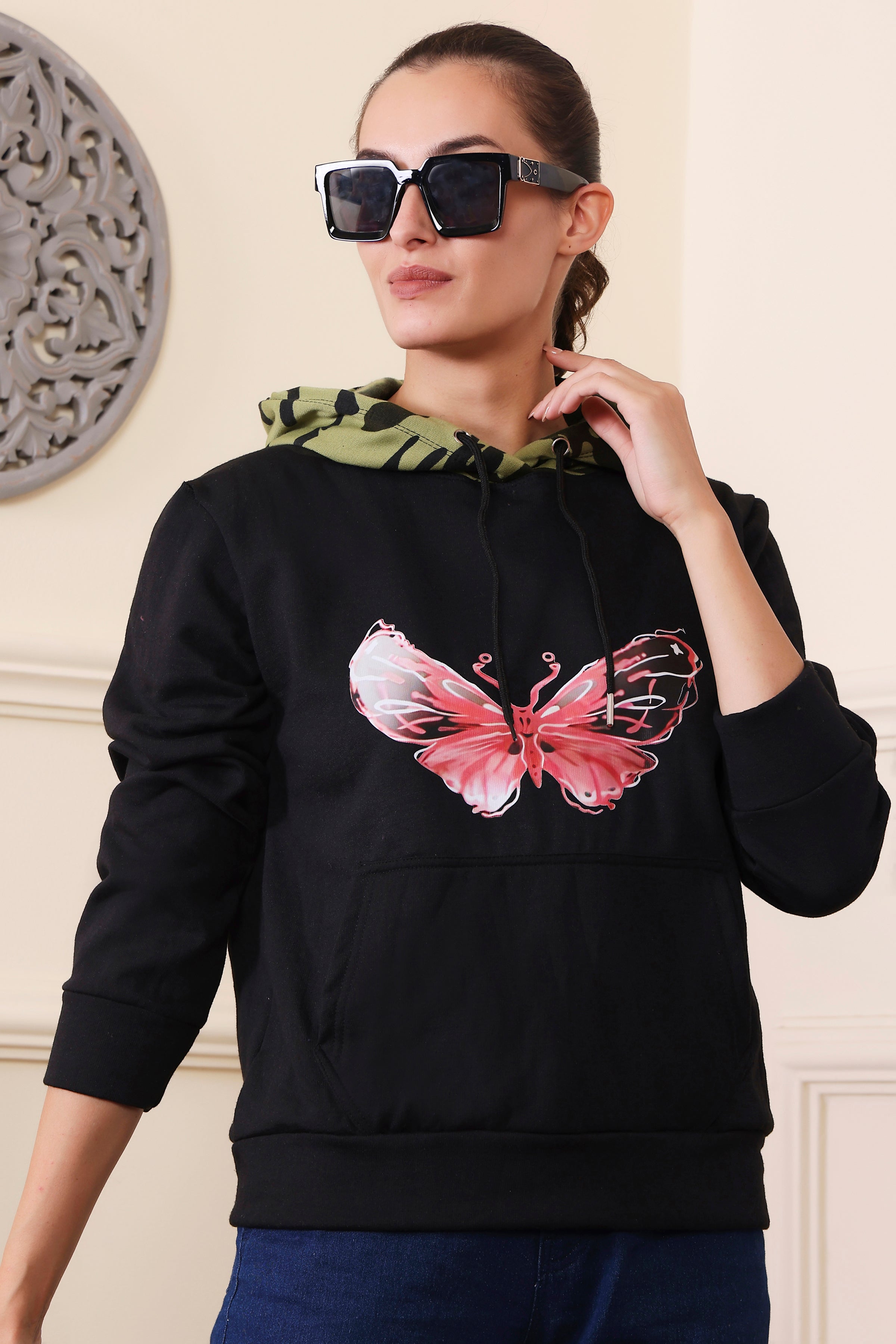 Women's Regular Fit Hooded Neck Ultra Soft Cotton Blend Warm and Cozy | Stylish Design with Kangaroo Pockets and Adjustable Draw Strings and Sizes