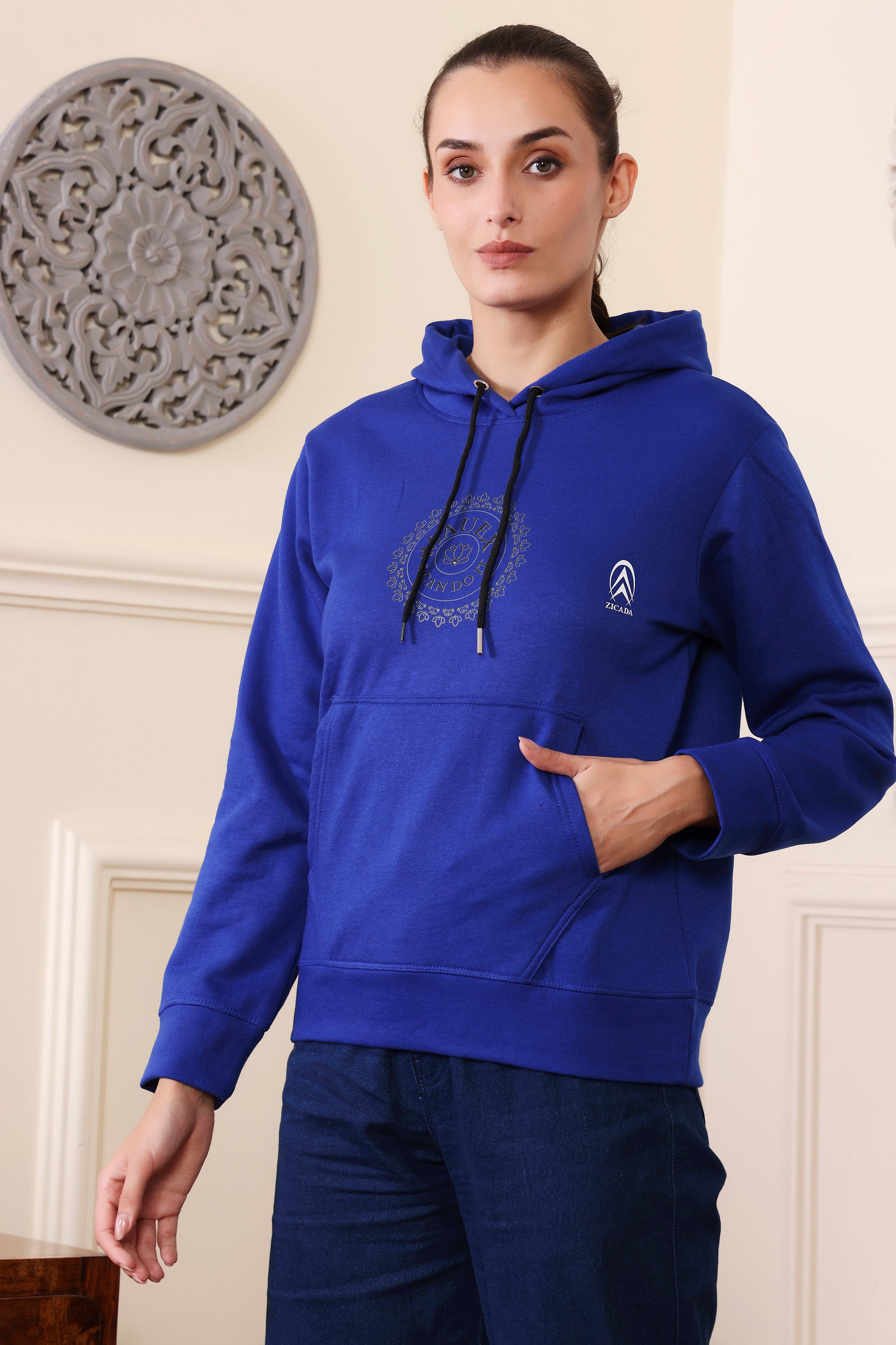 Women's Sweatshirts Cotton Regular Fit Hooded Neck with Hoodies, Womens Casual Hoodies Fleece Material Long Sleeves Solid Sweatshirt with Pockets, Oversized Hoodies