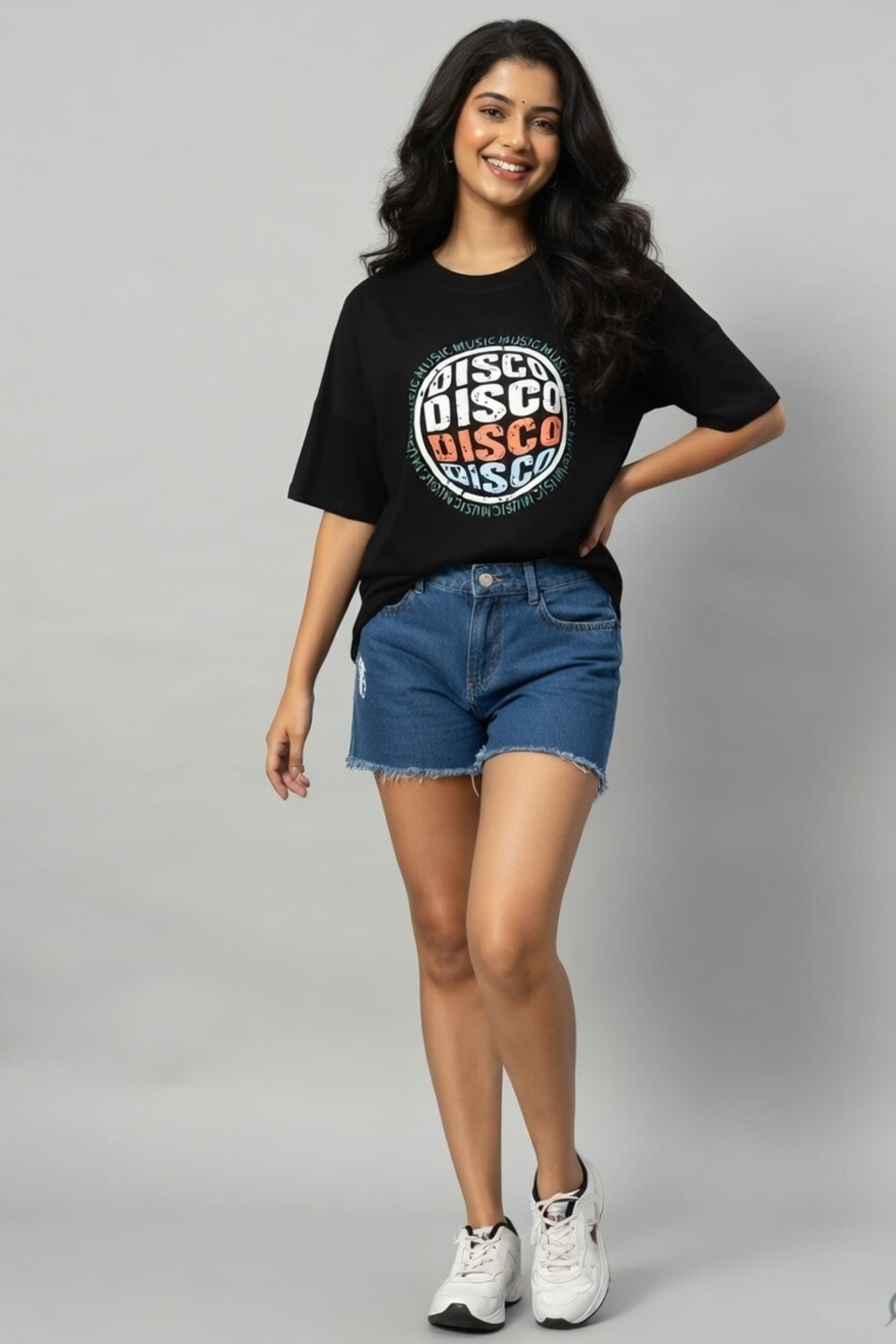 Zicada Oversized Disco Printed T-Shirt for Girls/Women | T-shirt for Women