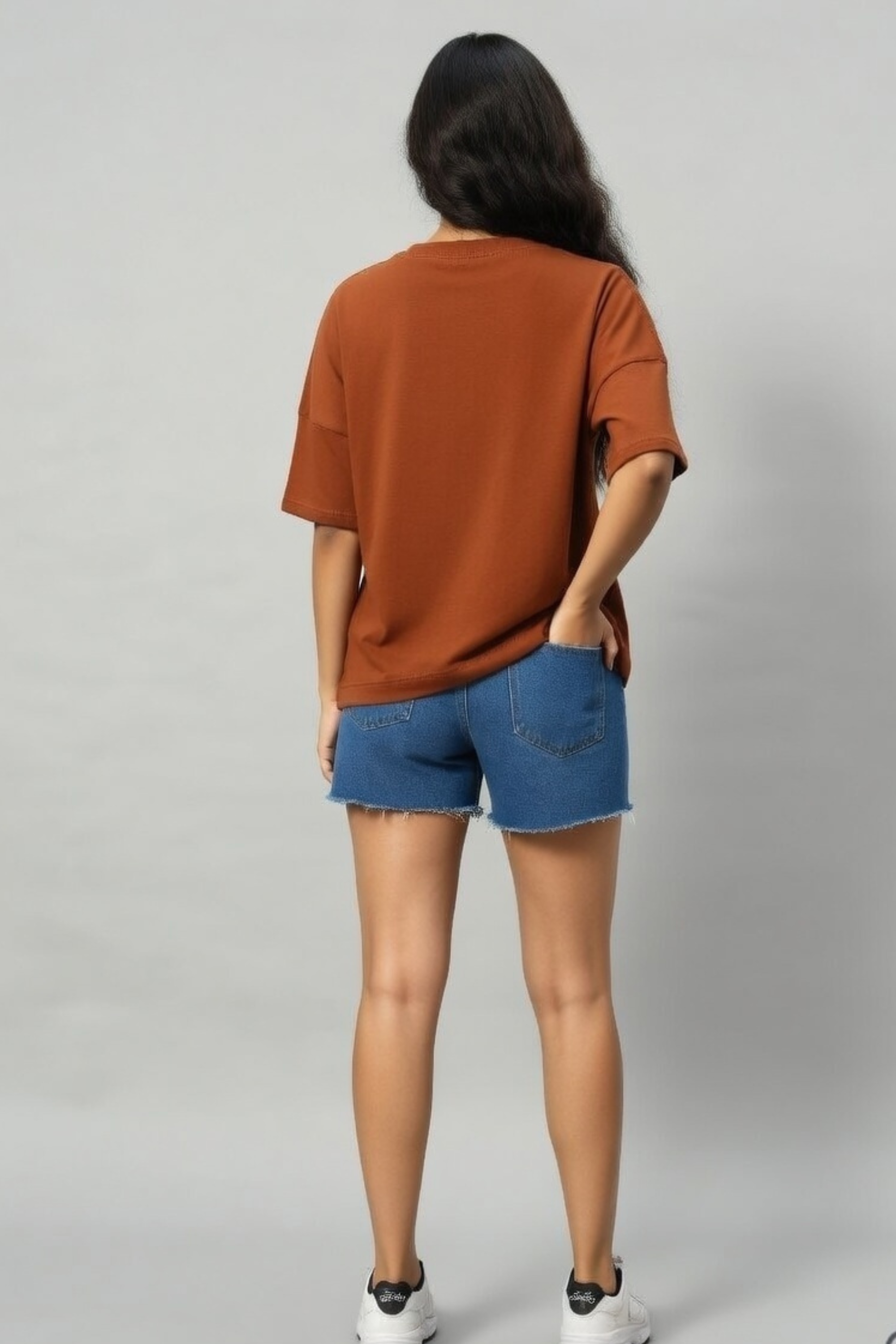 Zicada Rust Brown Oversized Disco Graphic T-Shirt for Girls & Women | Printed T-shirt for Girls