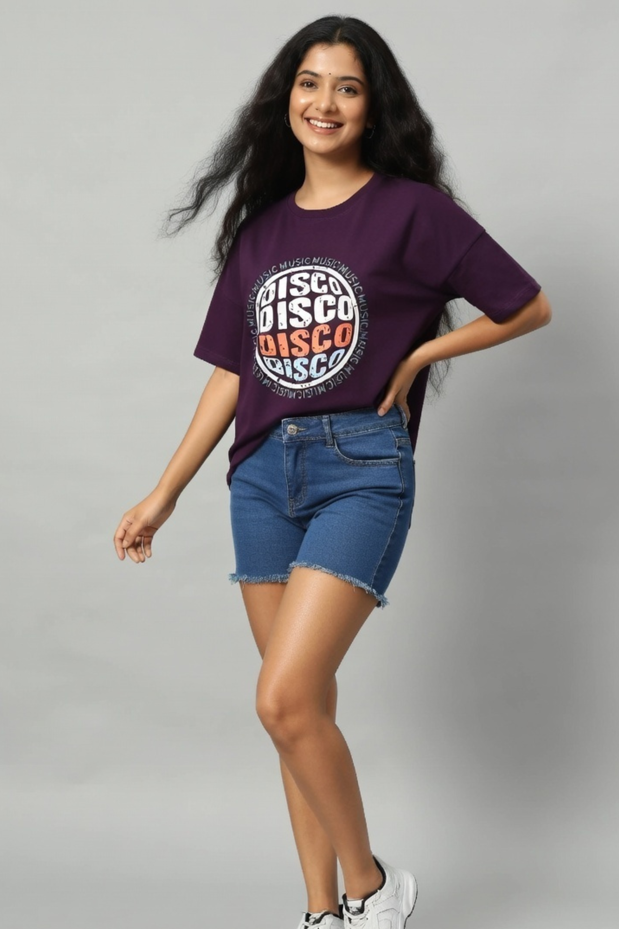 Zicada Oversized Disco Graphic Printed T-Shirt for Girls & Women | T-shirt