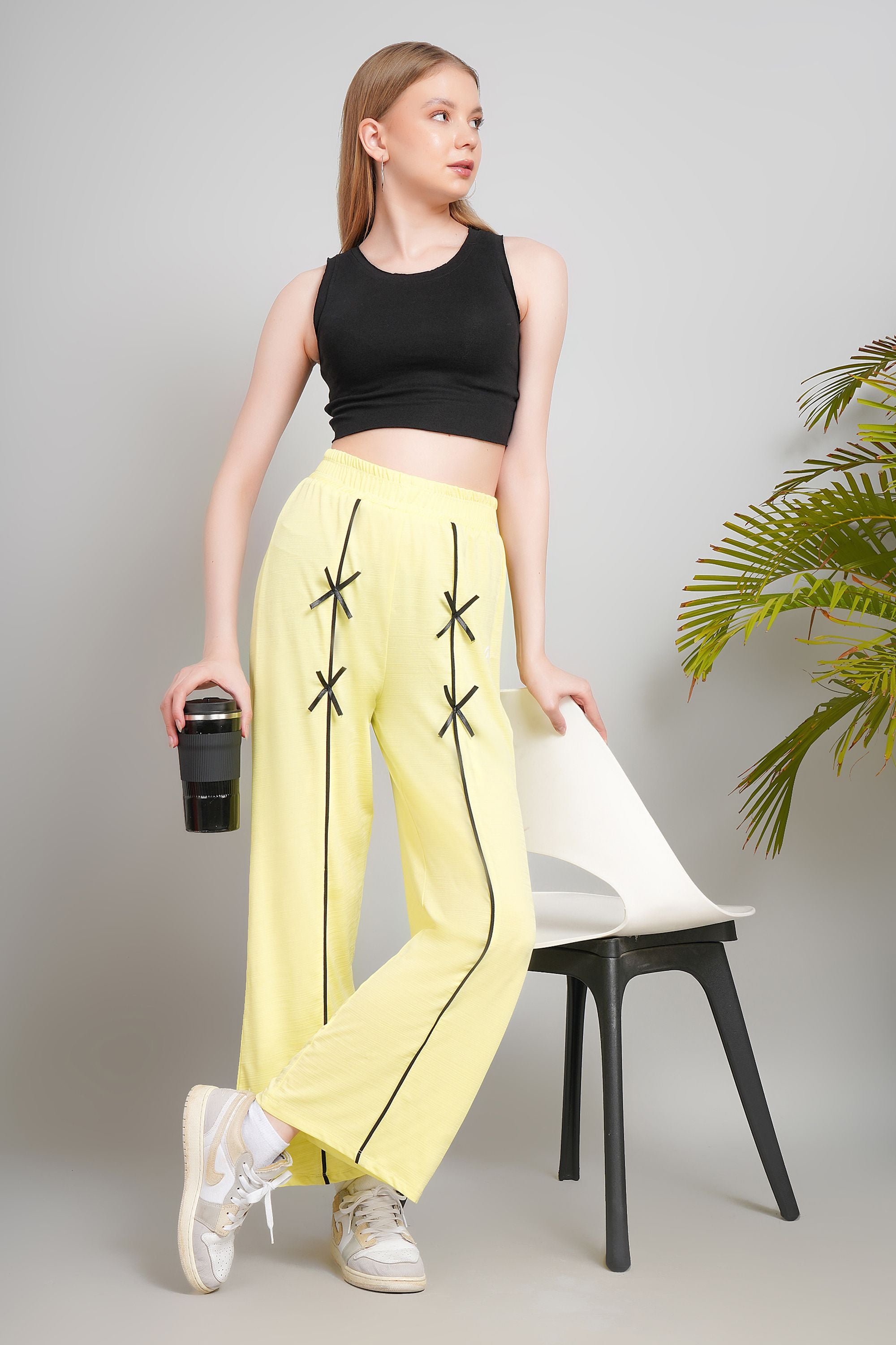 Zicada Women’s Stylish Straight Fit Track Pants | Casual Sports Jogger Pants with Elastic Waist | Comfortable Daily Wear Sky Combo