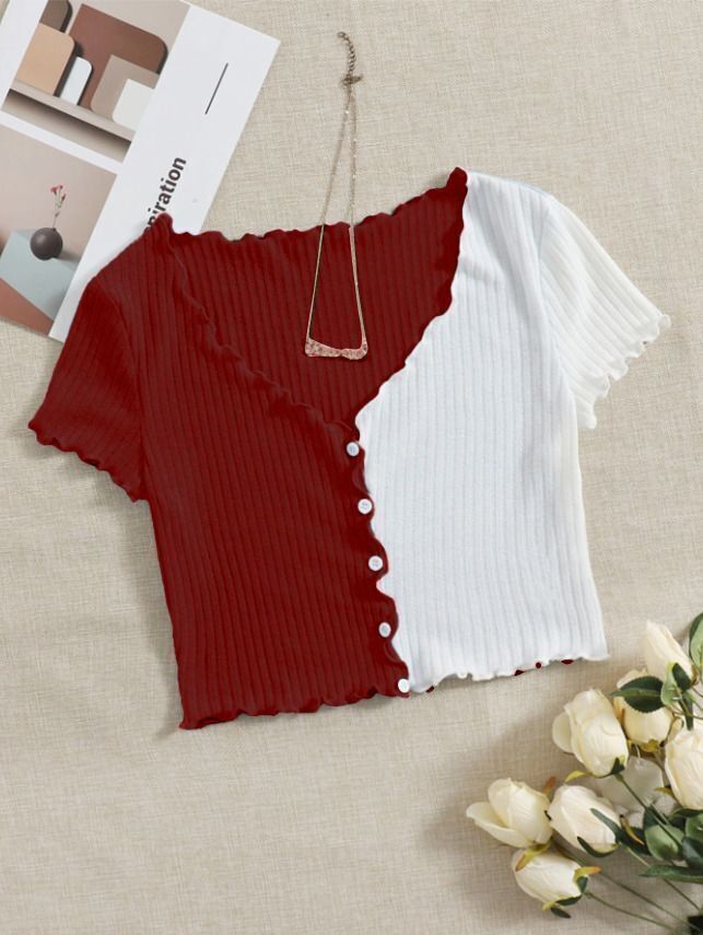 Zicada Women’s Button Front Crop Top | Stylish Short Sleeve Casual Crop T-Shirt | Trendy Summer Wear