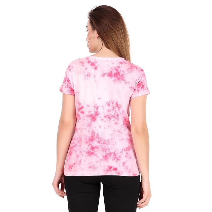 Zicada Women's Cotton Tie-Dye Printed Tshirt | Casual Half Sleeve T-Shirt | Active Wear for Women & Girls