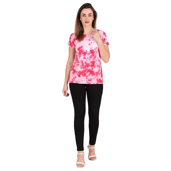 Zicada Women's Cotton Tie-Dye Printed Tshirt | Casual Half Sleeve T-Shirt | Active Wear for Women & Girls