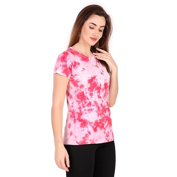 Zicada Women's Cotton Tie-Dye Printed Tshirt | Casual Half Sleeve T-Shirt | Active Wear for Women & Girls