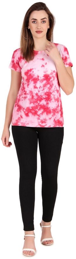 Zicada Women’s Tie-Dye Printed T-Shirt | Stylish Casual Round Neck Short Sleeve Tee
