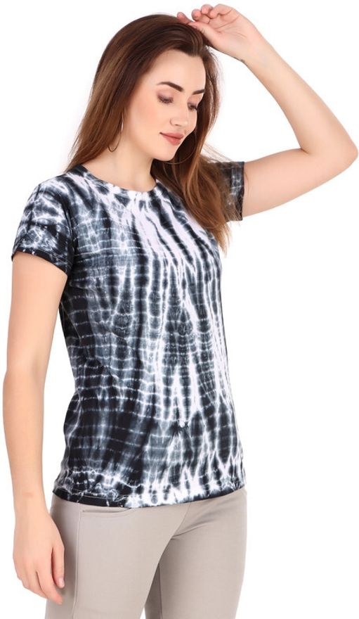 Zicada Women’s Tie-Dye Printed T-Shirt | Stylish Casual Round Neck Short Sleeve Tee