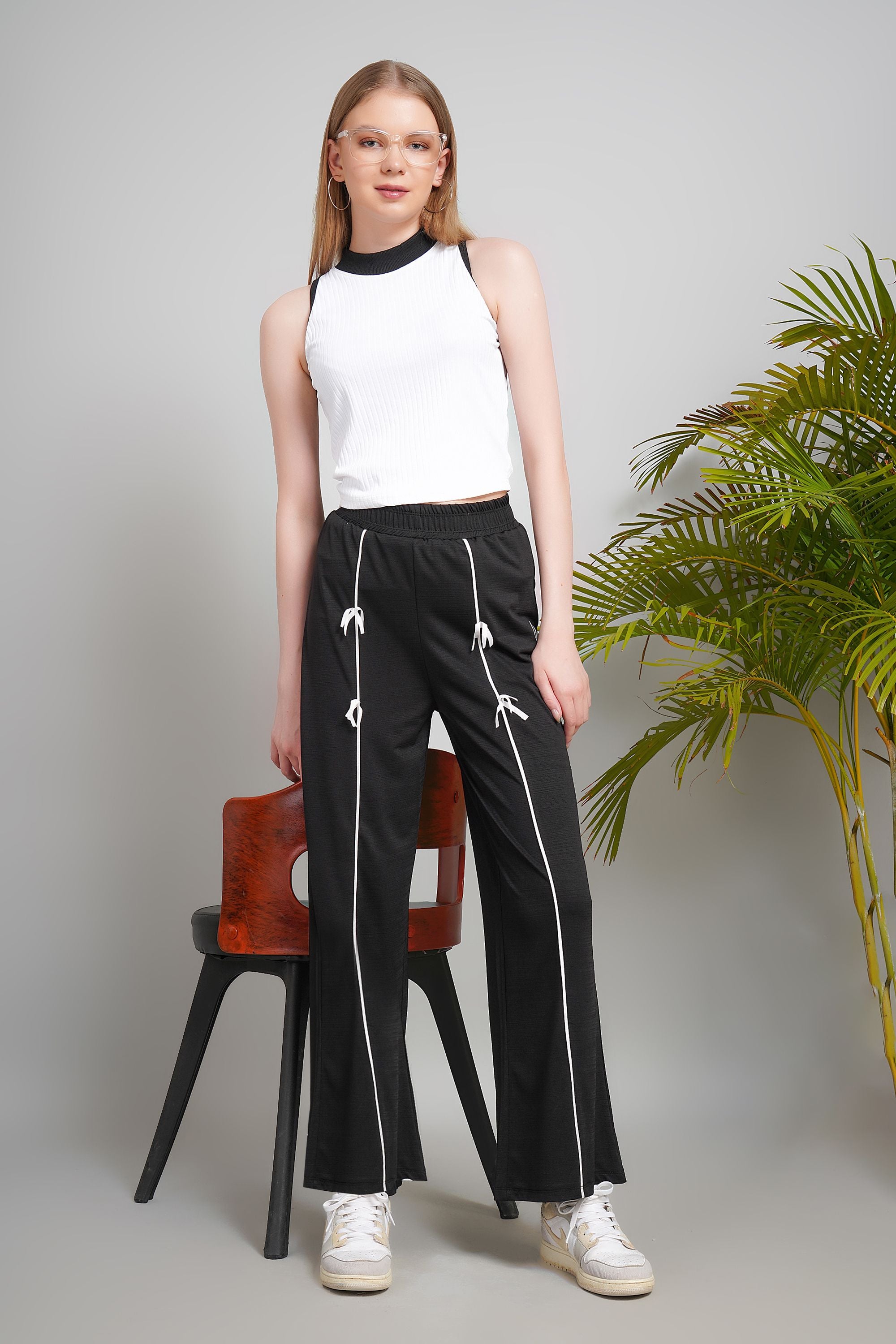 Zicada Women’s Stylish Straight Fit Track Pants | Casual Sports Jogger Pants with Elastic Waist | Comfortable Daily Wear Sky Combo