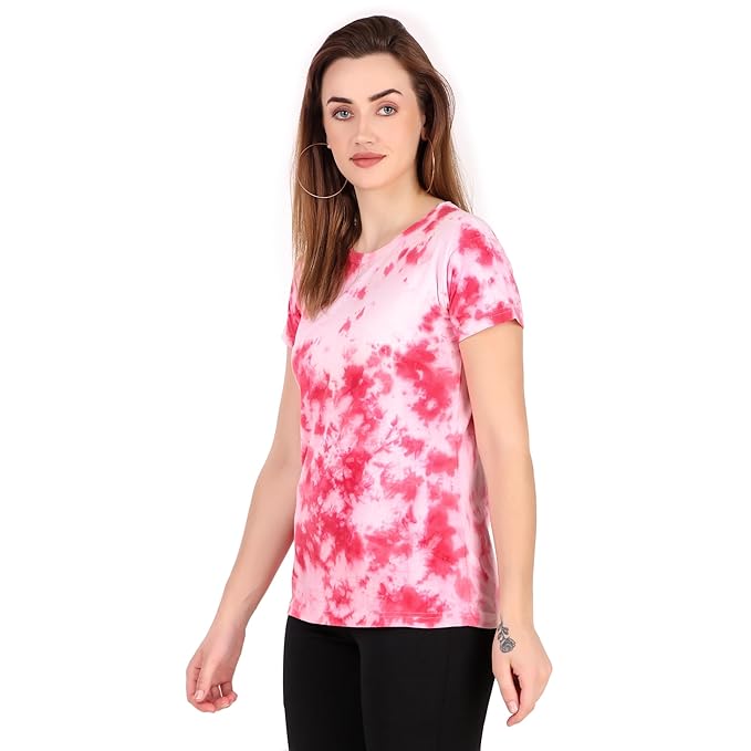 Zicada Women's Cotton Tie-Dye Printed Tshirt | Casual Half Sleeve T-Shirt | Active Wear for Women & Girls