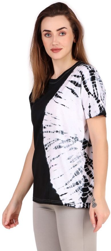 Zicada Women’s Tie-Dye Printed T-Shirt | Stylish Casual Round Neck Short Sleeve Tee